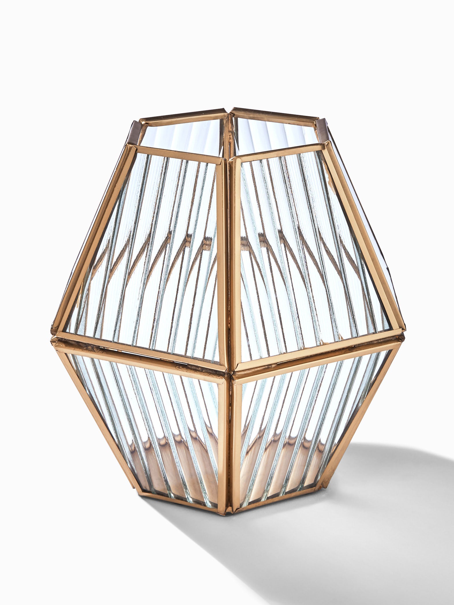 Hexagon Ribbed Candle Holder