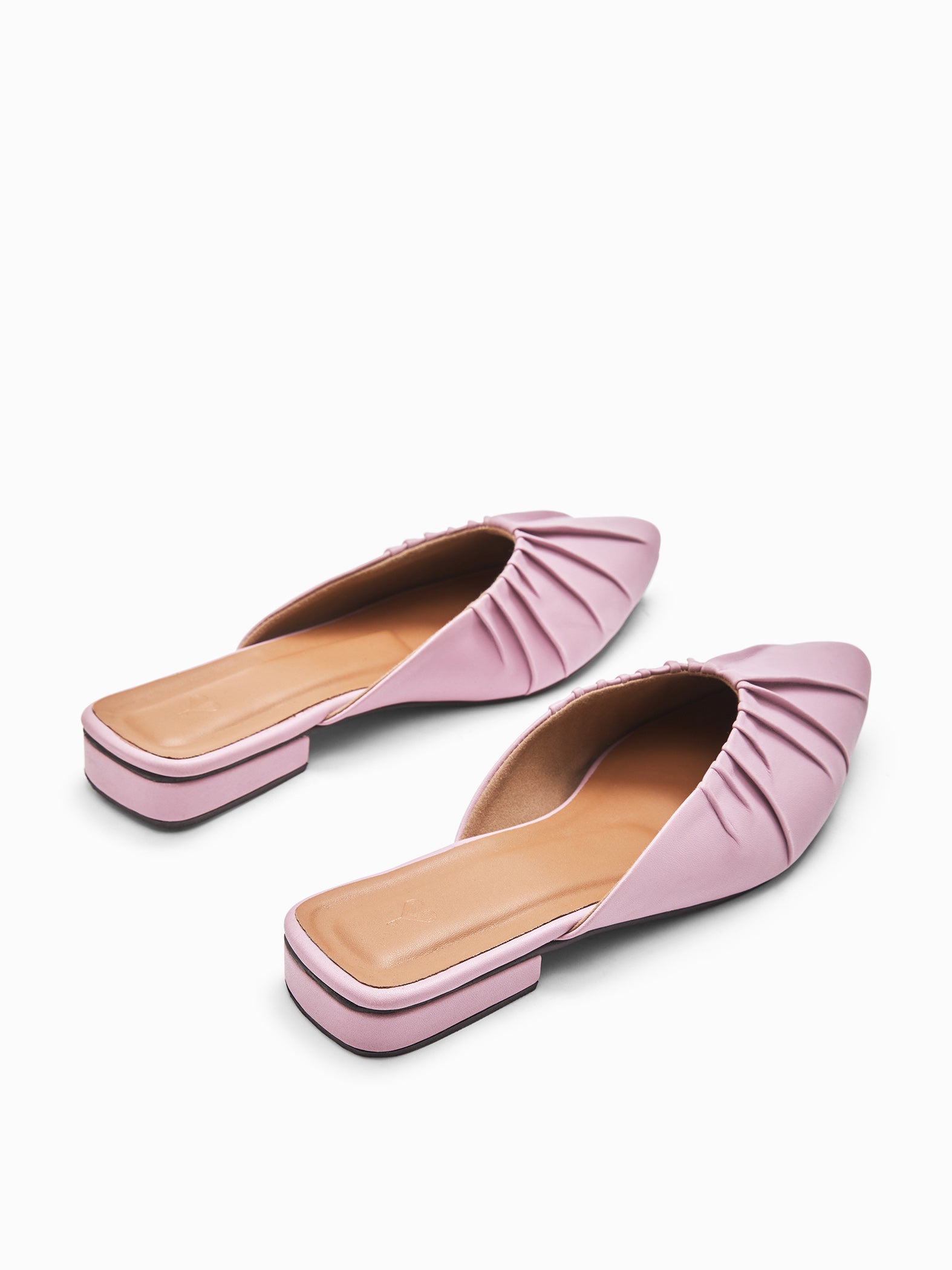 Lilac Ruched Pointed Toe Flats