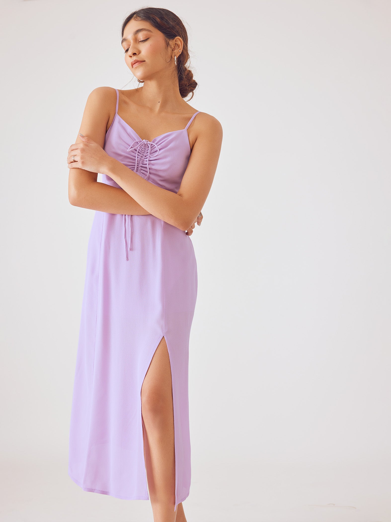 Lilac Strappy Tie Up Dress