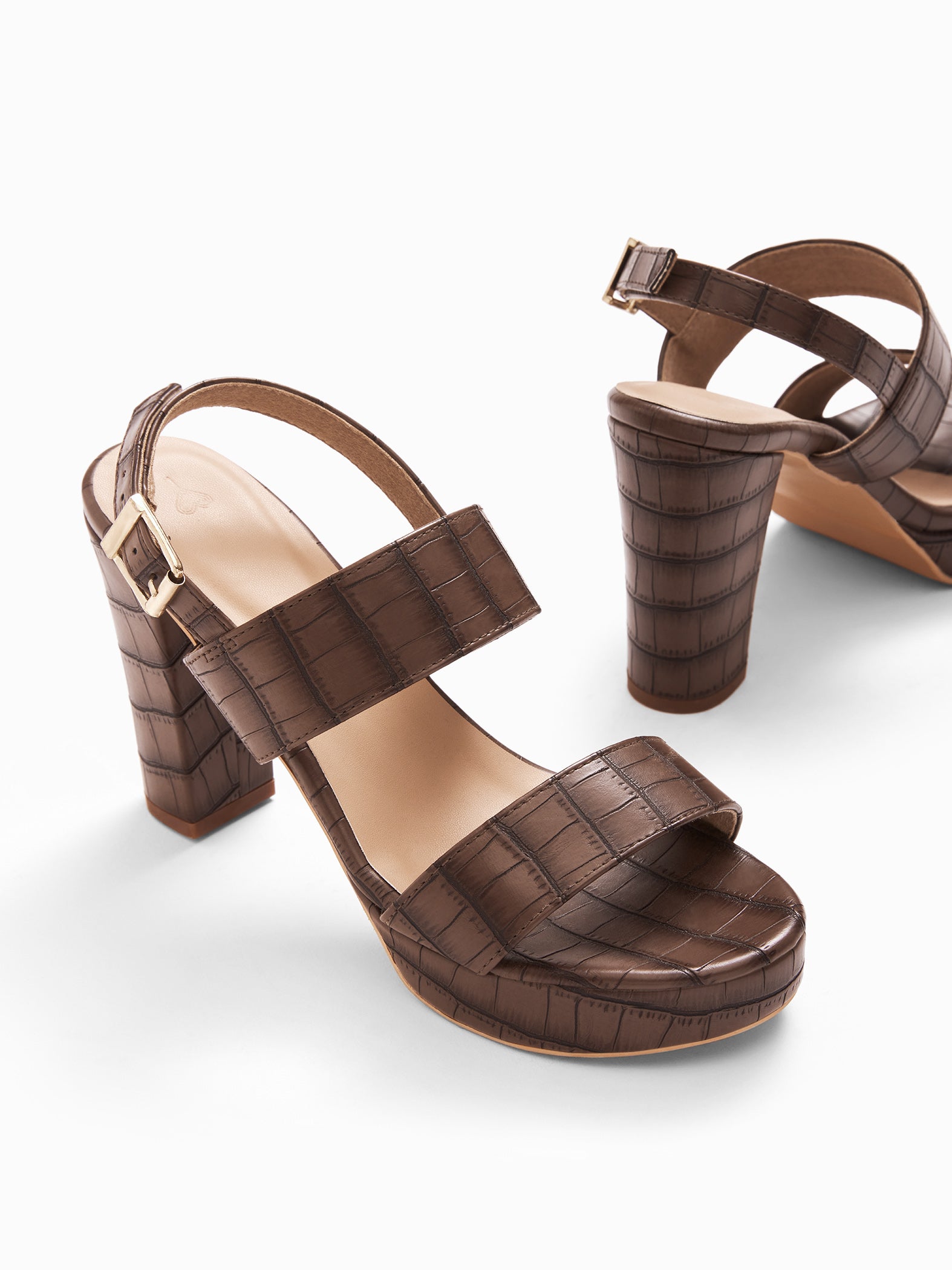 Mocha Textured Platform Heels