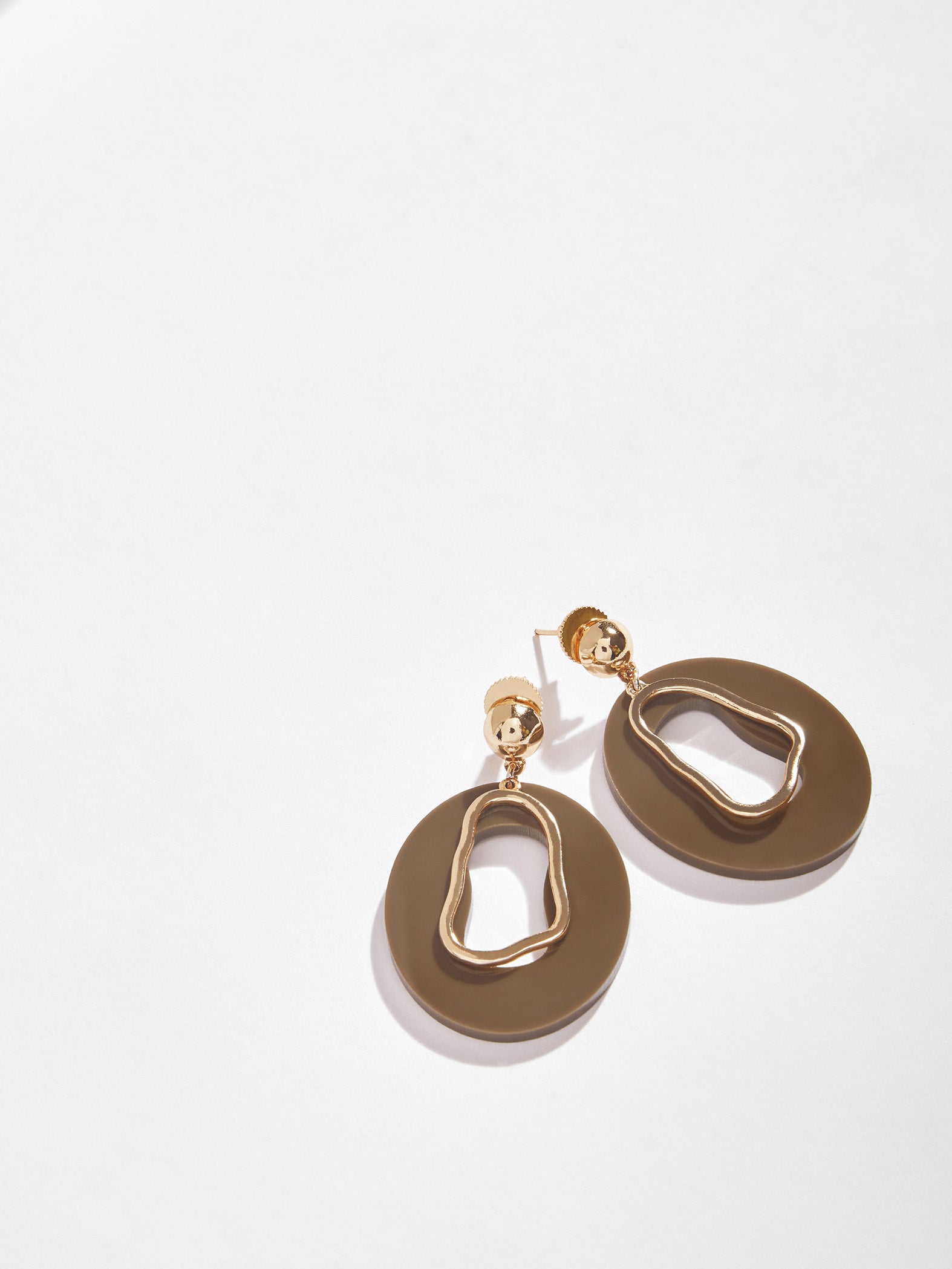 Olive & Gold Abstract Earrings