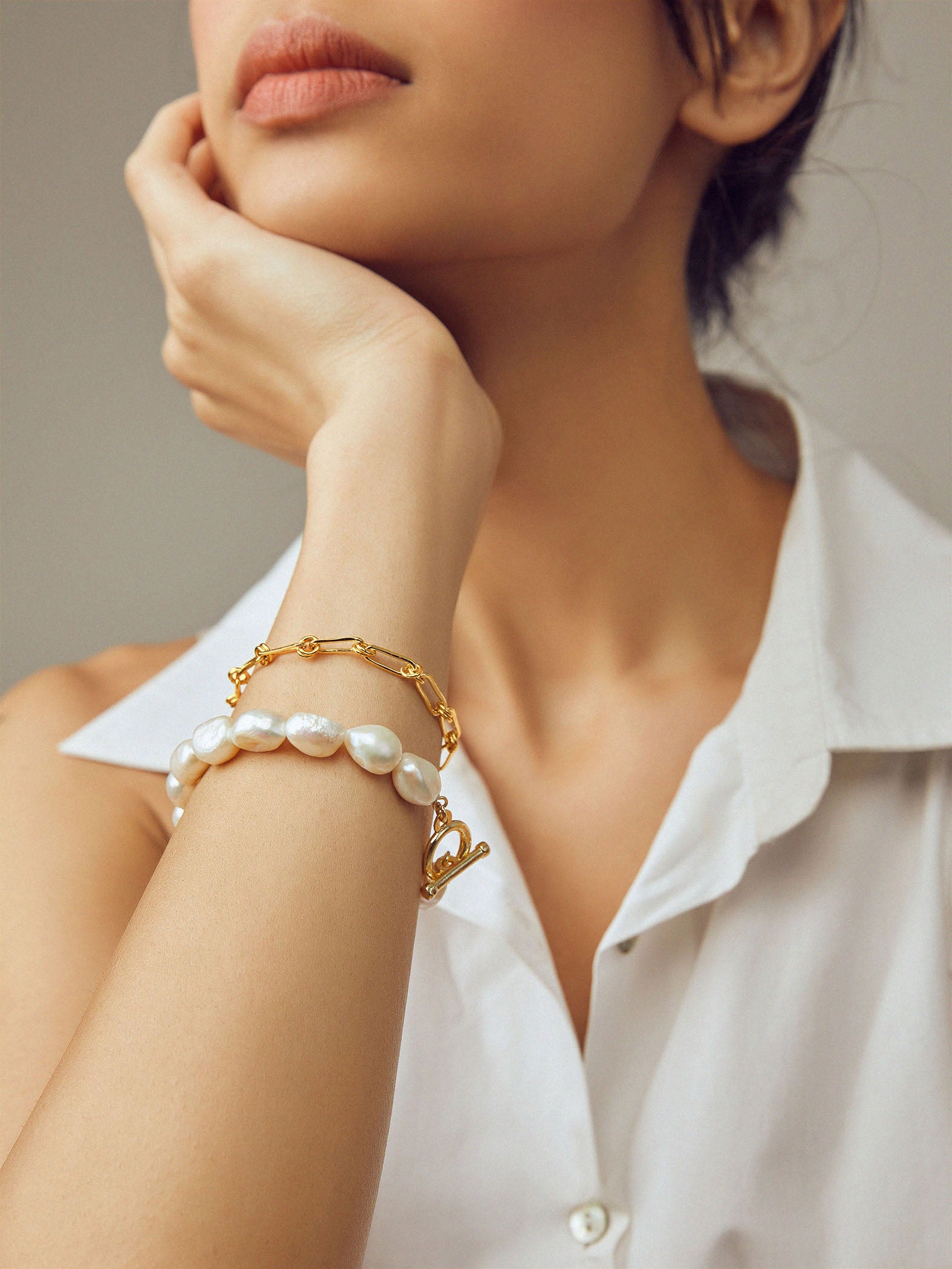 Pearl & Link Chain Bracelet