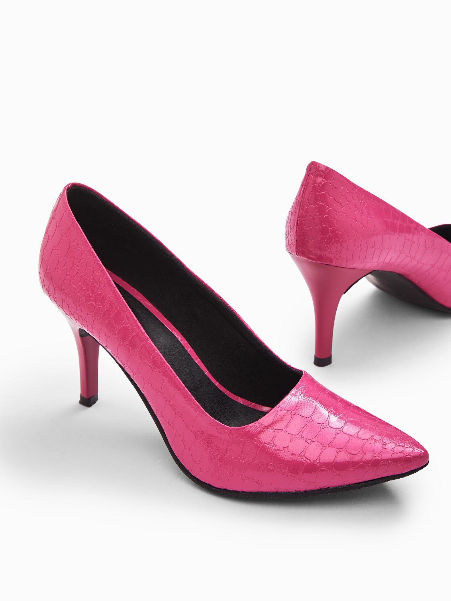 Pink Pointed Toe Textured Heels