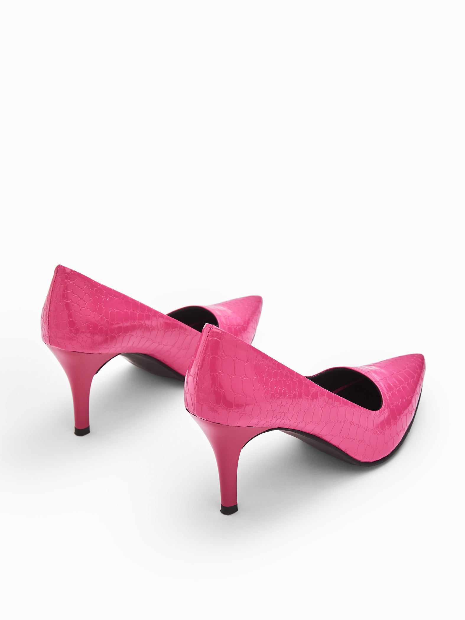 Pink Pointed Toe Textured Heels