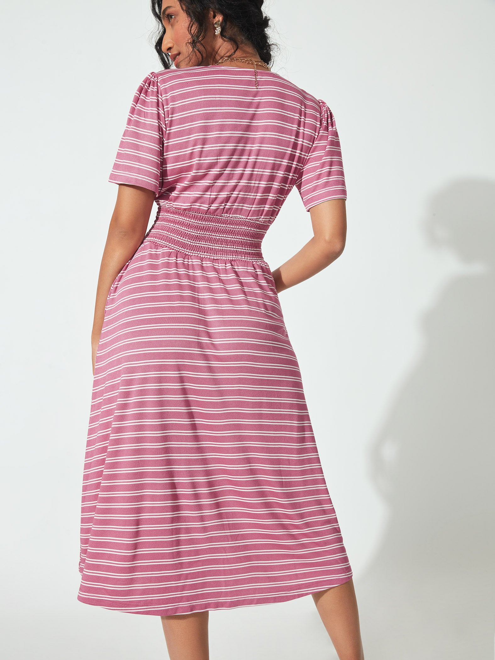 Pink Stripe Smocked Dress