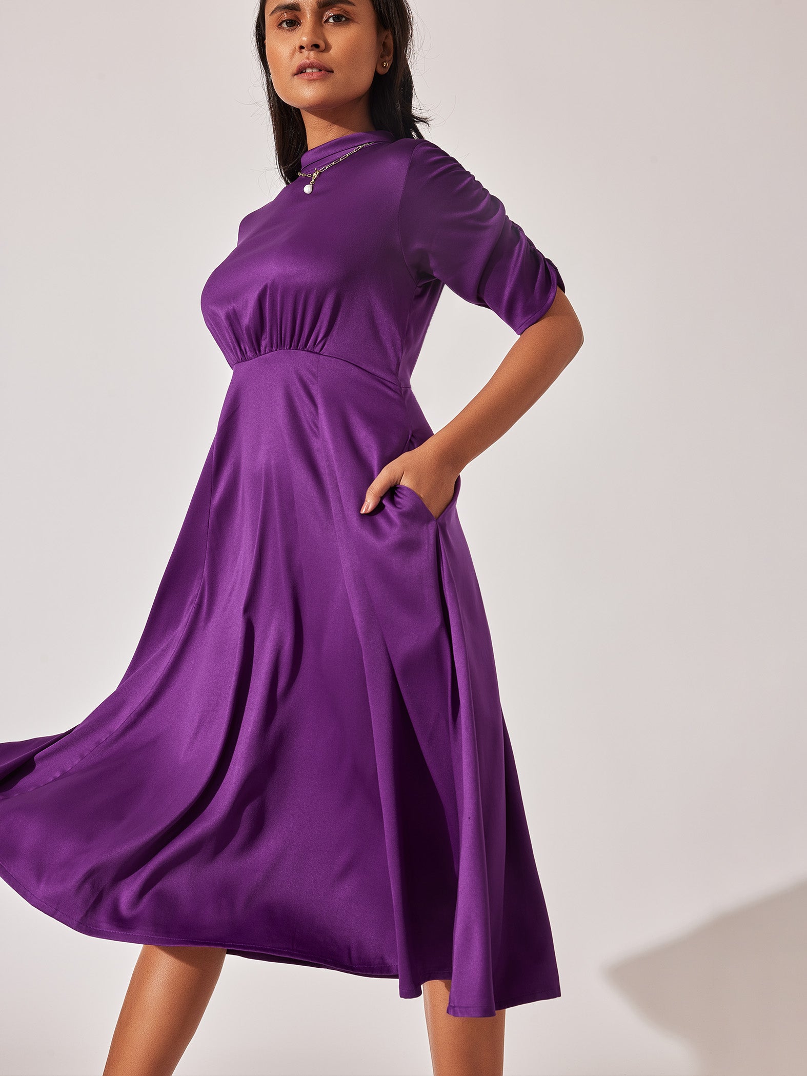 Violet Panelled Midi Dress
