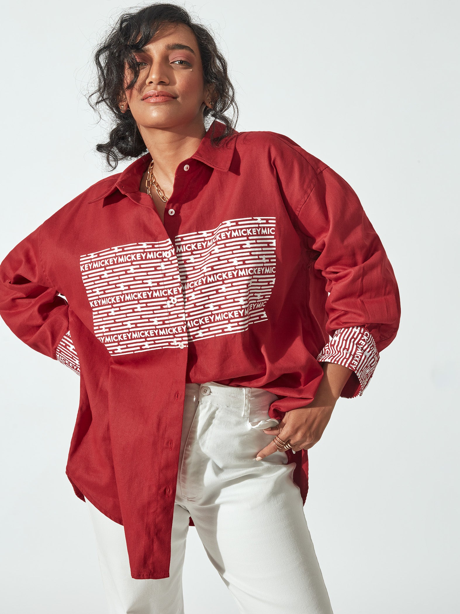 Red Oversized Mickey Shirt by Disney