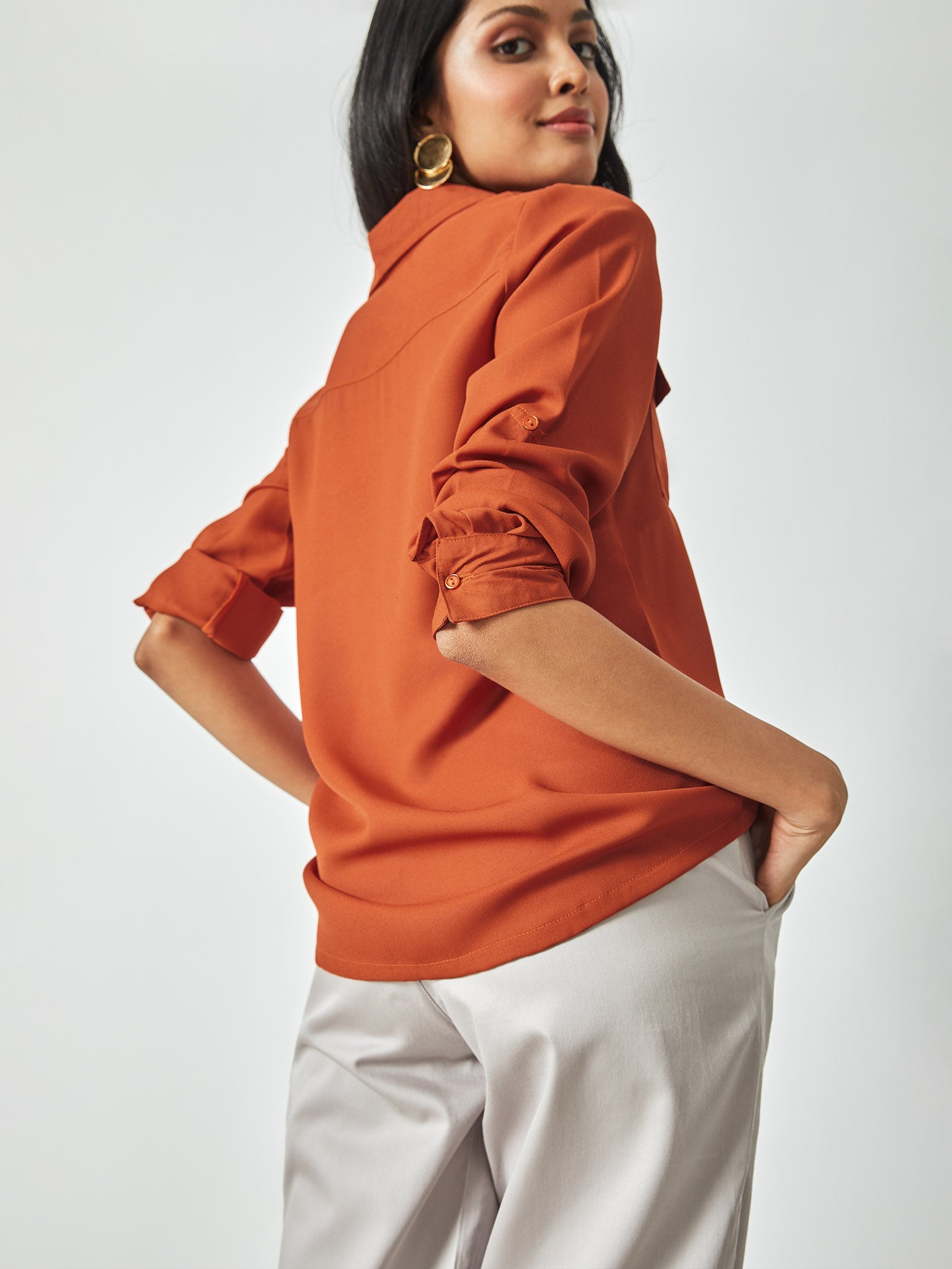 Rust Center Pleated Top