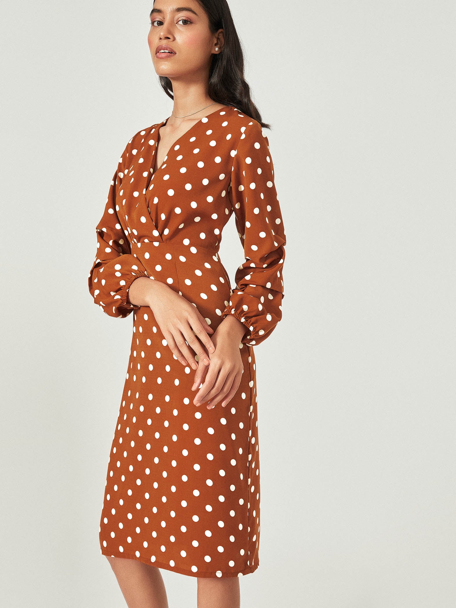 Rust Polka Shift Dress