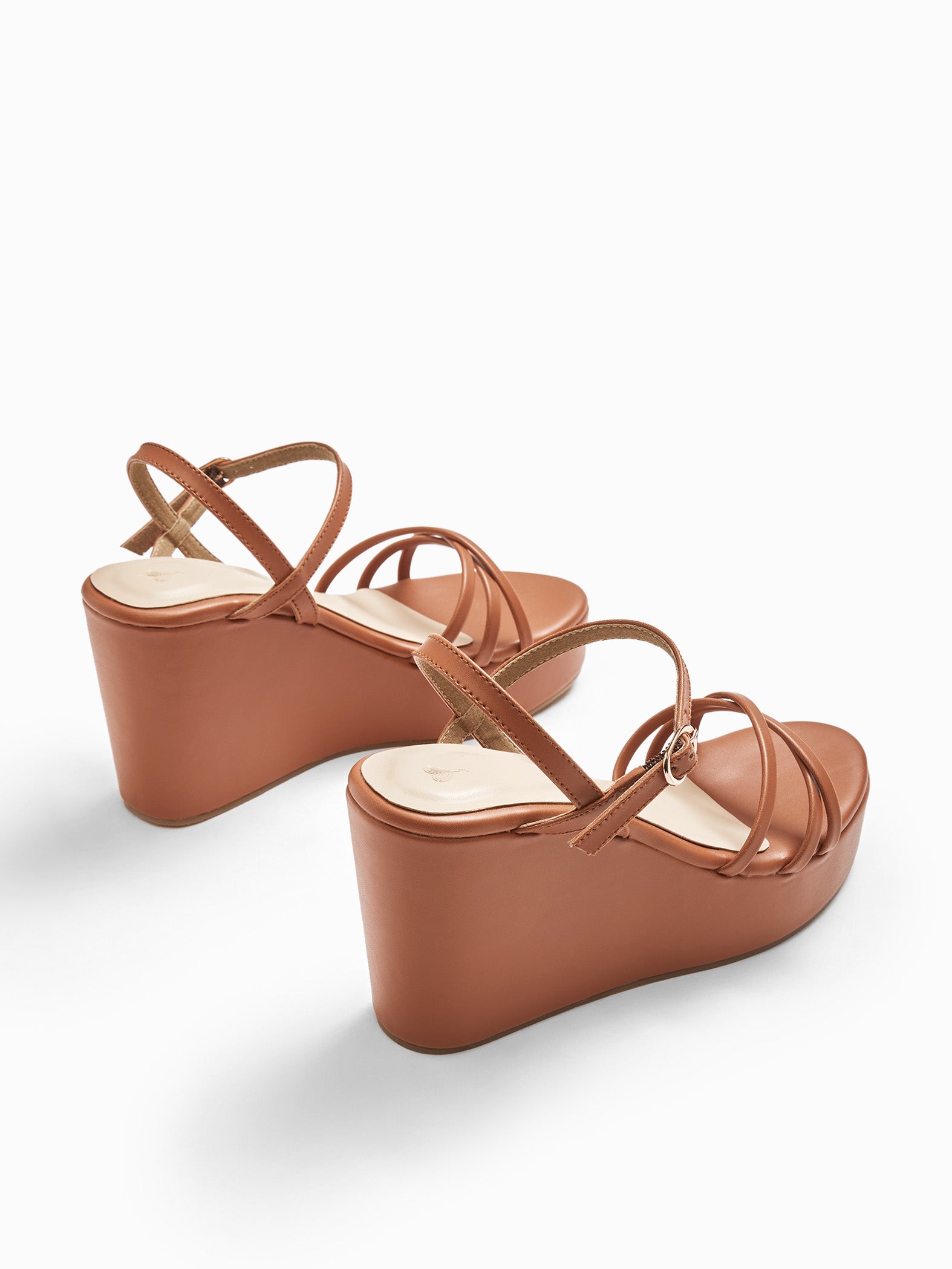 Rust Strappy Peep Toe Wedges