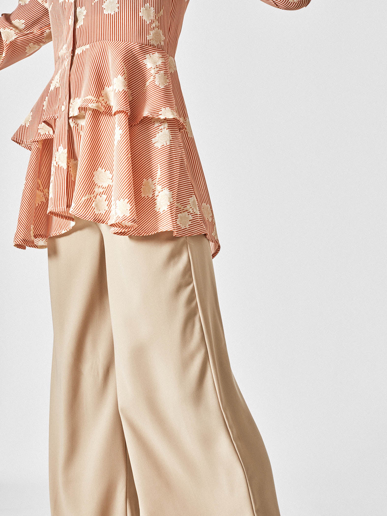 Tangerine Floral Tiered Shirt