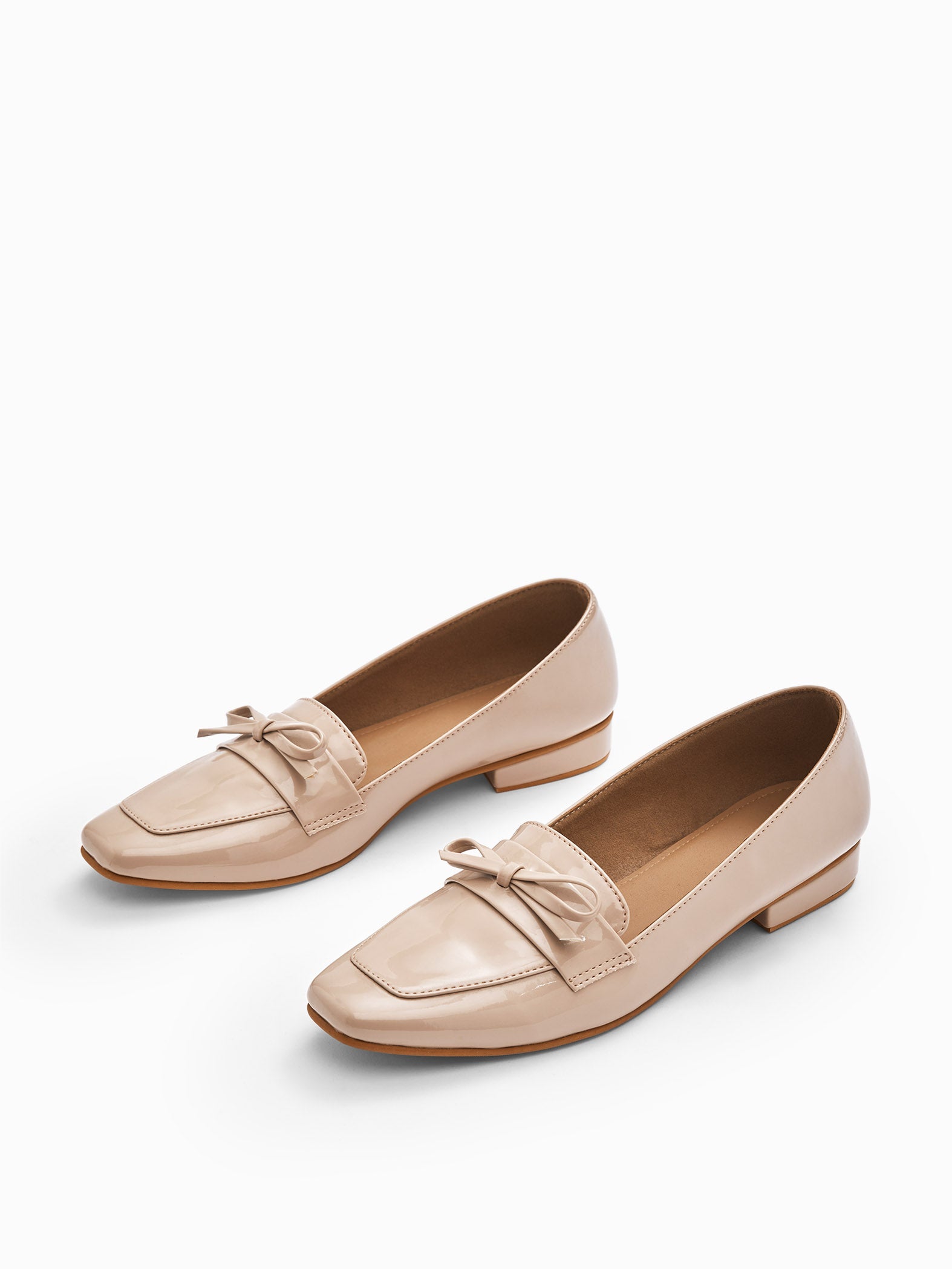Nude Patent Pointed Toe Loafers