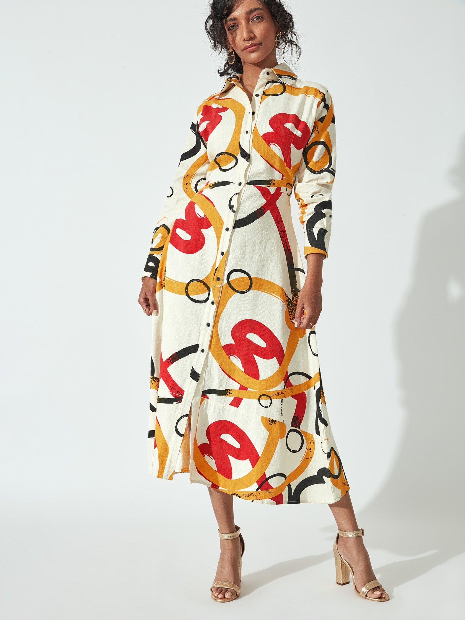White Abstract Mickey Print Dress by Disney