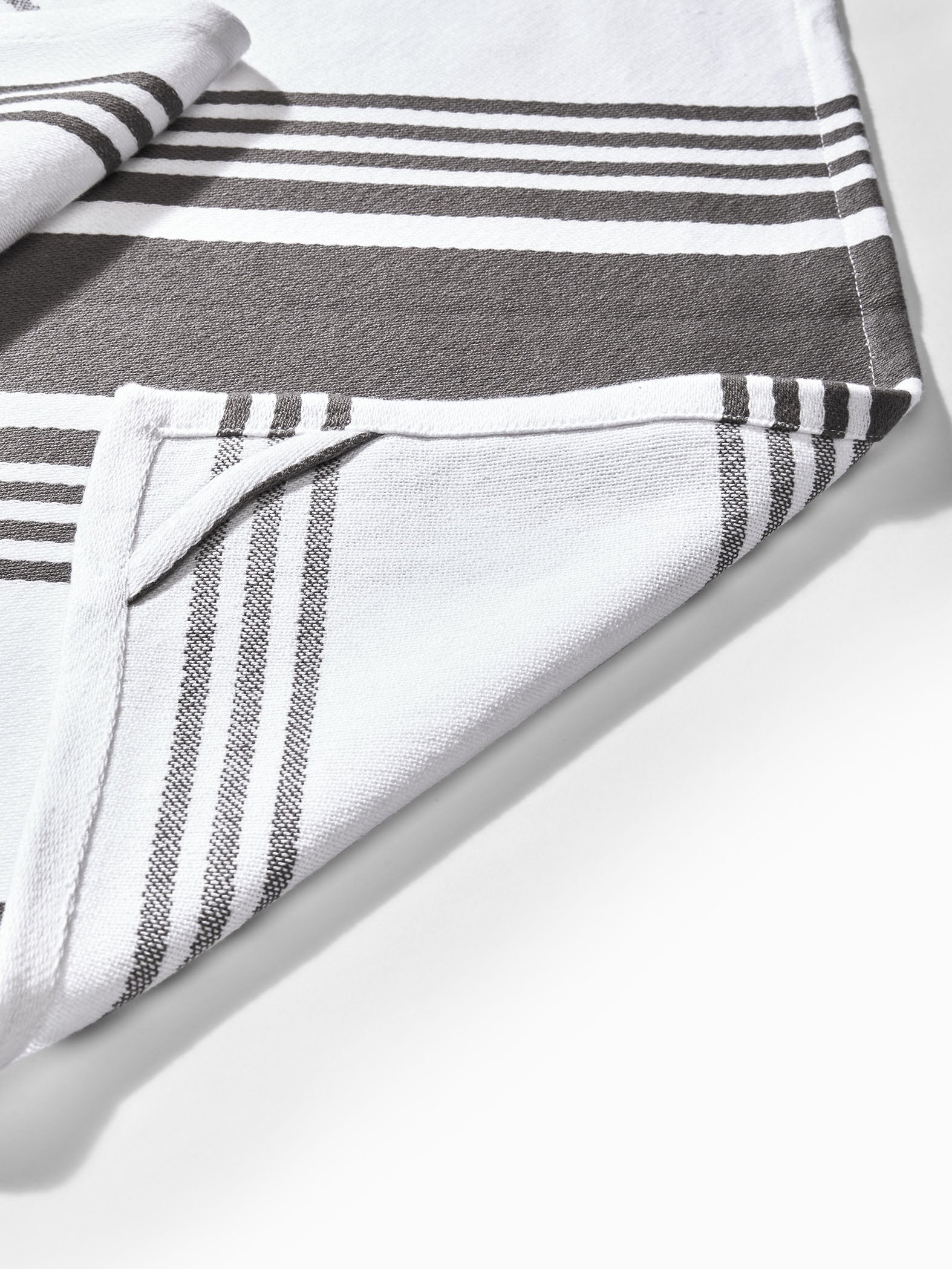 White & Grey Stripe Kitchen Towels