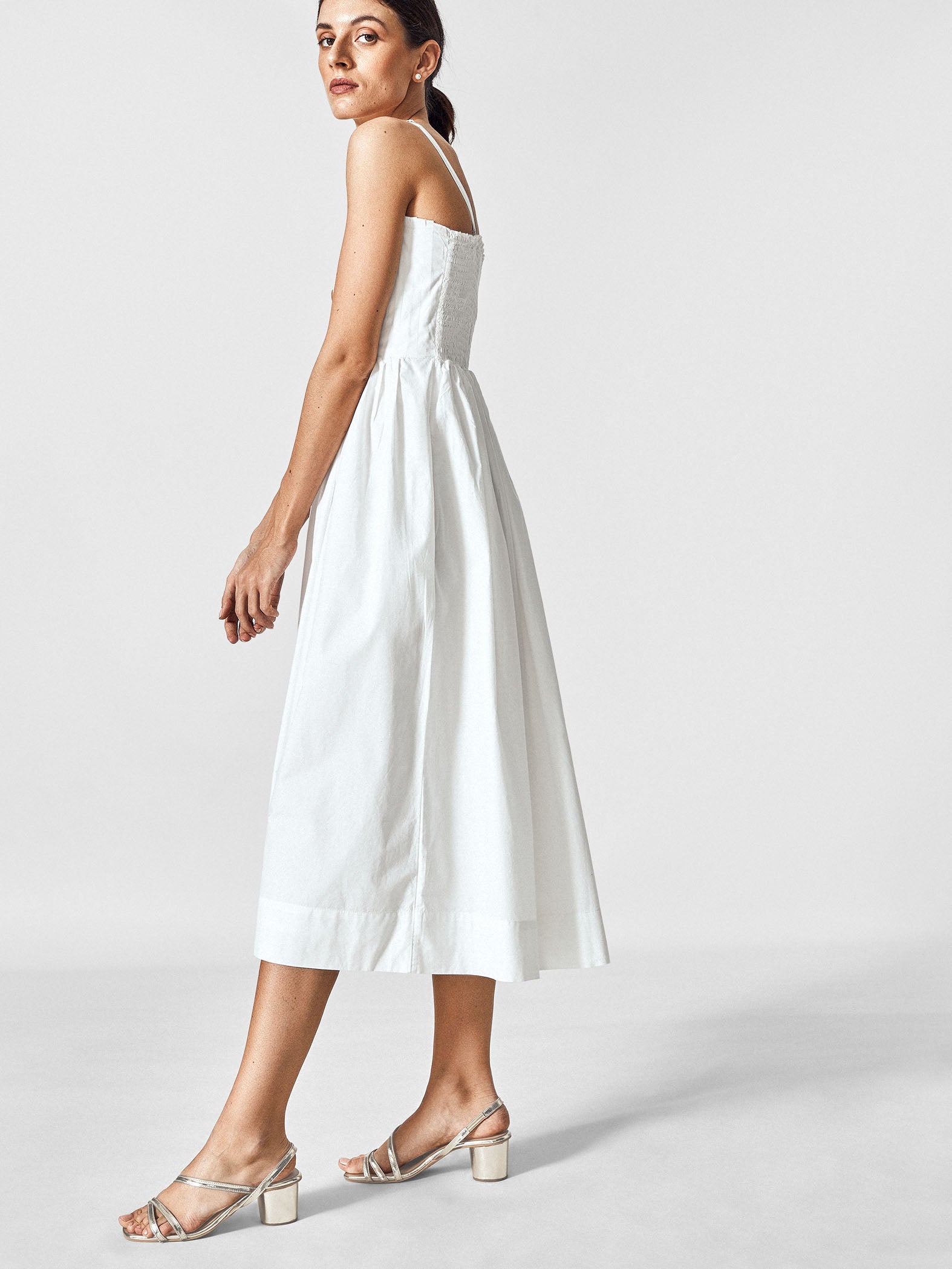 White Pleated Tube Dress