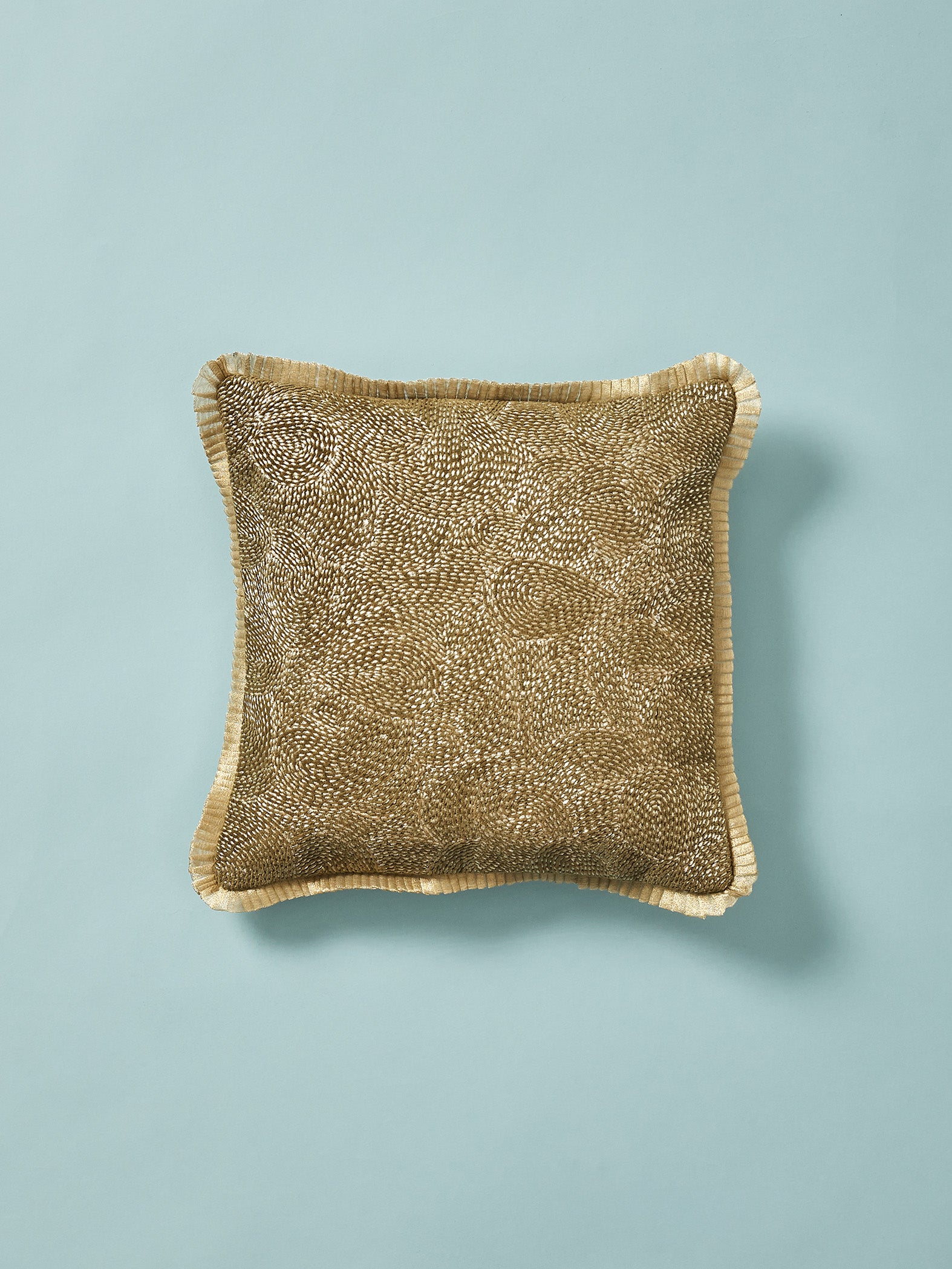 Zari Embroidered Cotton Velvet Cushion Cover