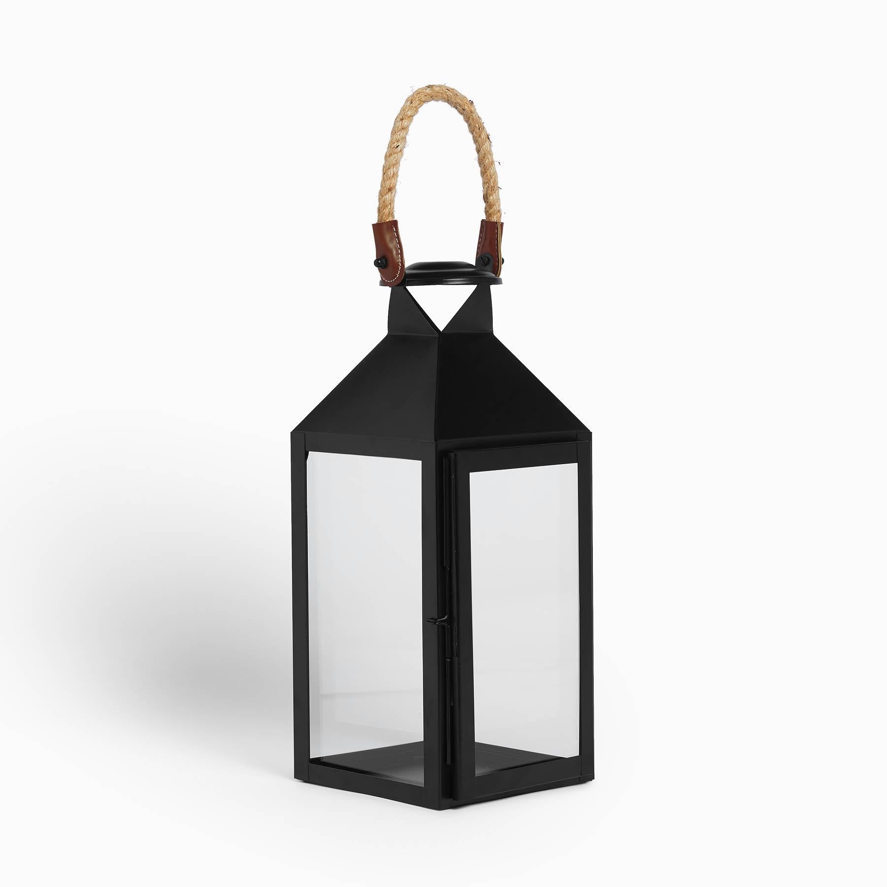 Black Glass Square Lantern