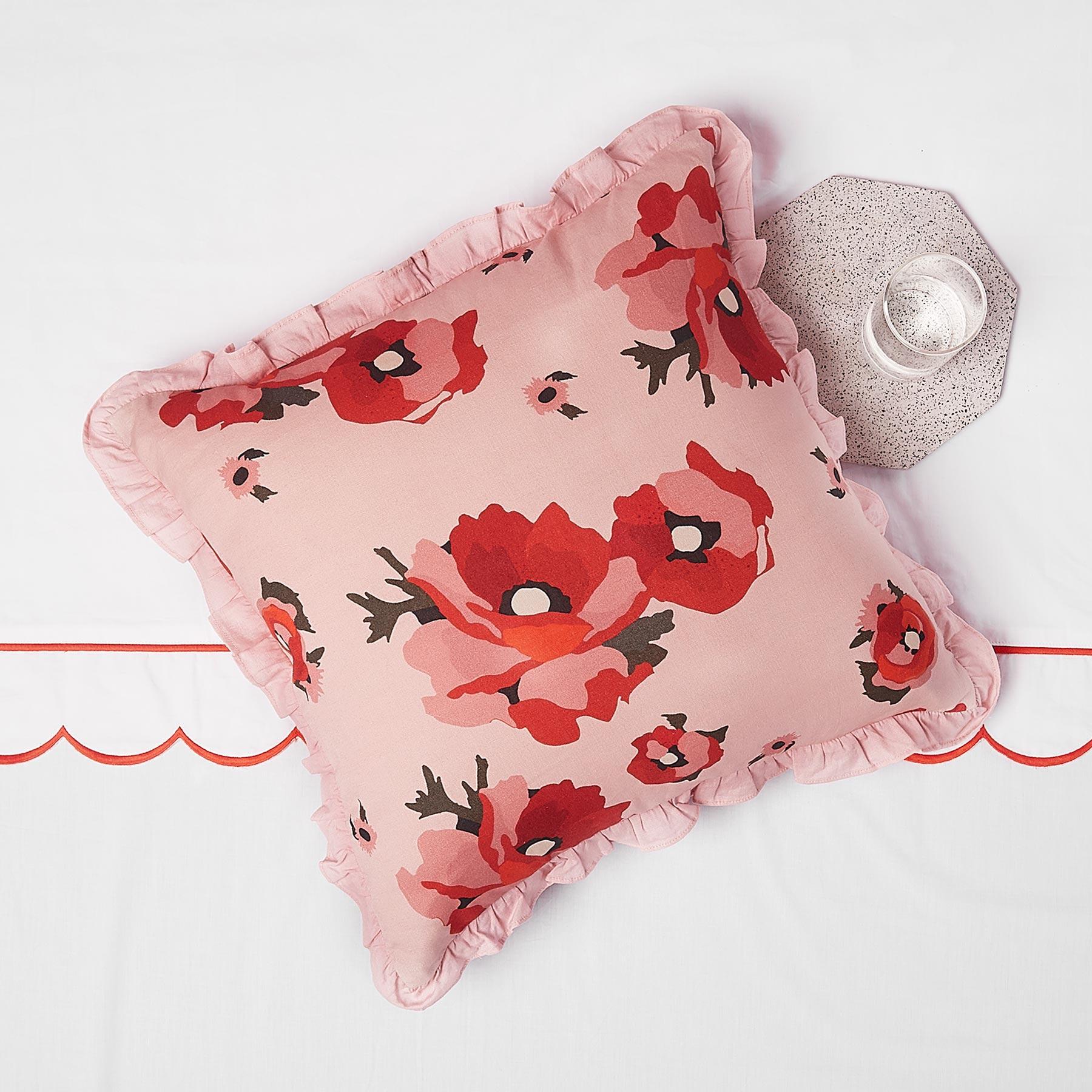 Blush Bloom Ruffle Cushion Cover