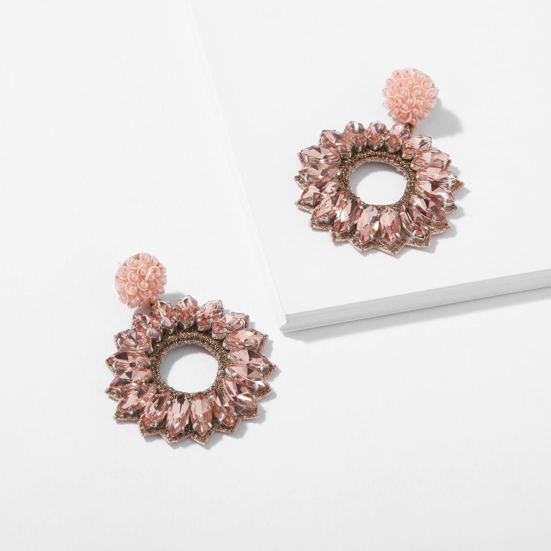 Blush Crystal Flower Earrings