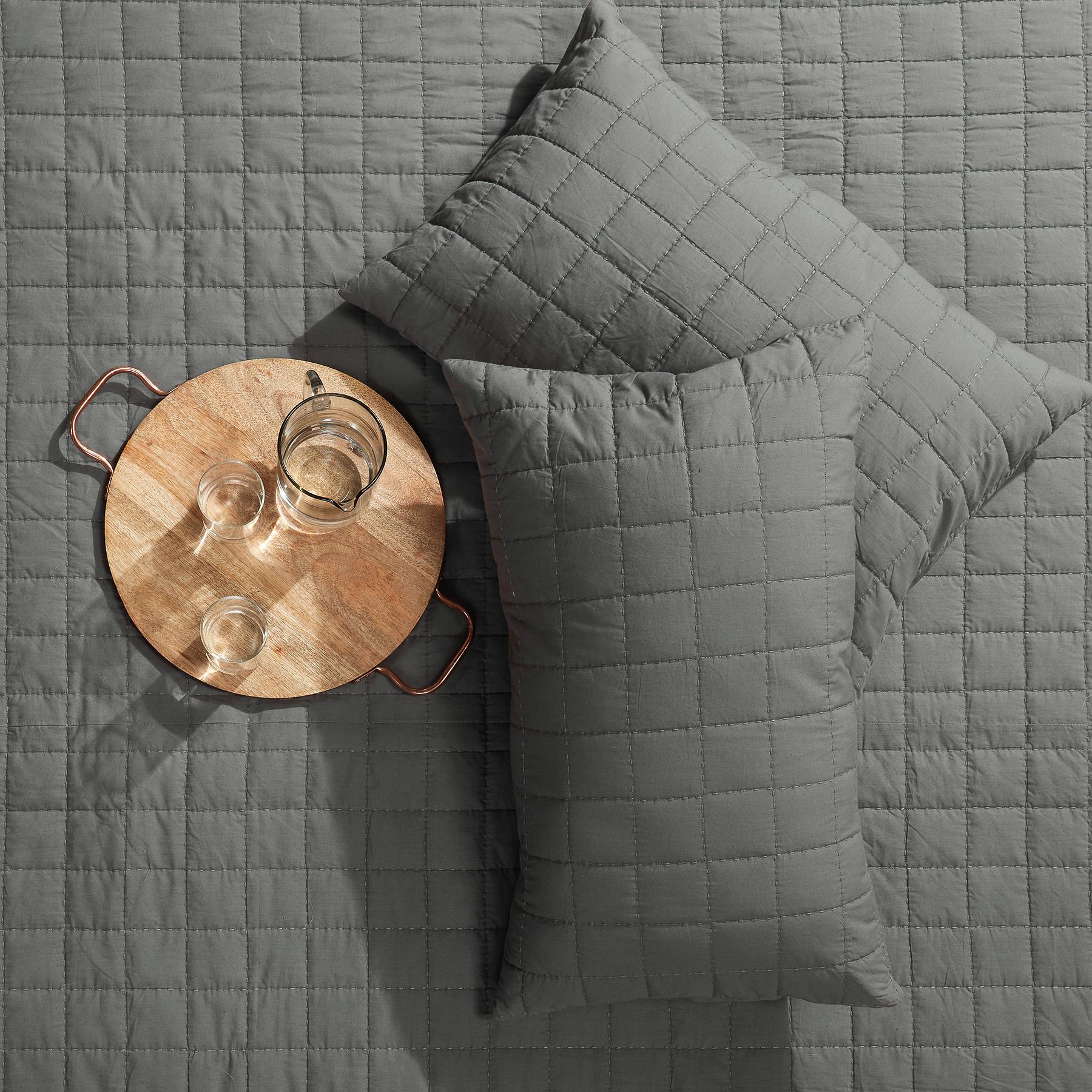 Charcoal Grid Quilted Pillow Cases
