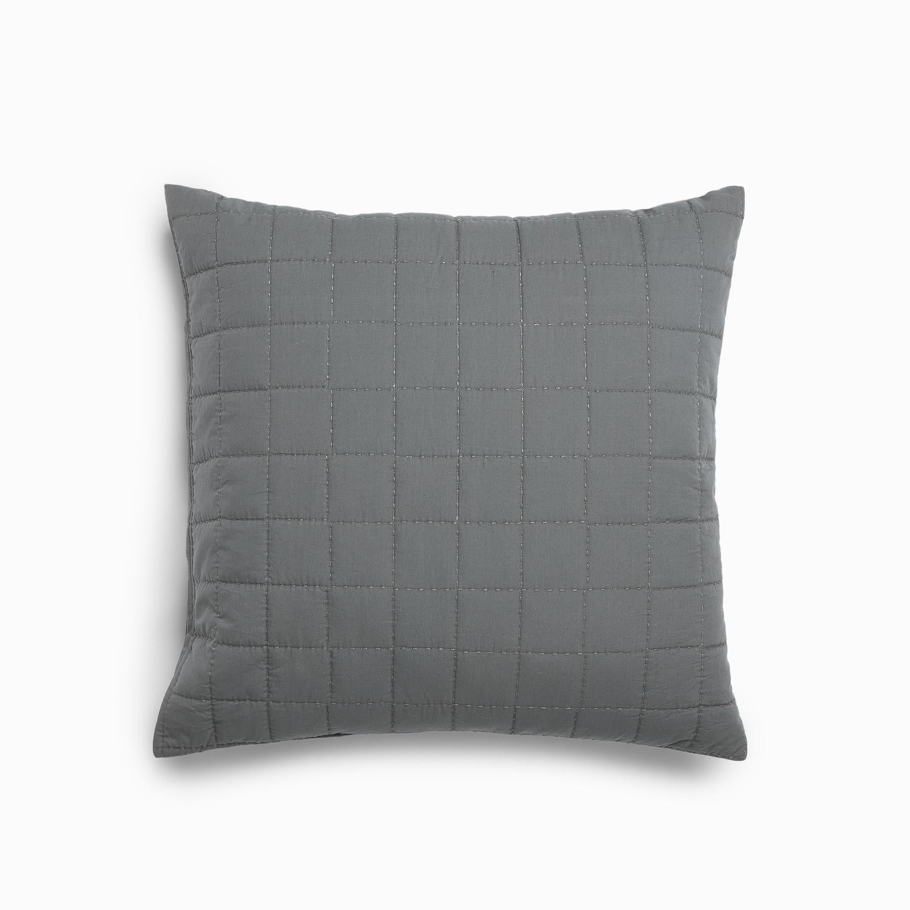 Charcoal Grid Quilted Shams