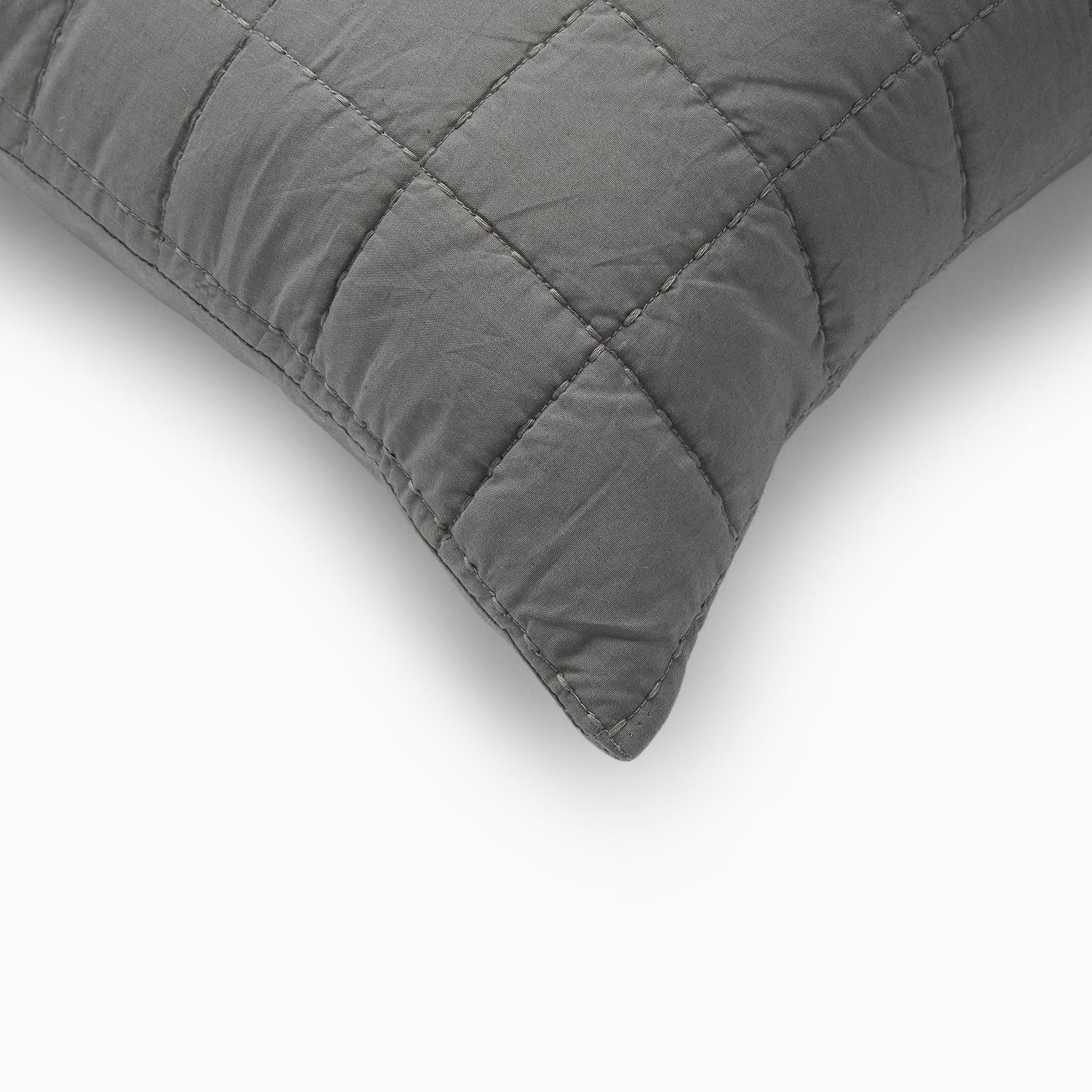Charcoal Grid Quilted Shams