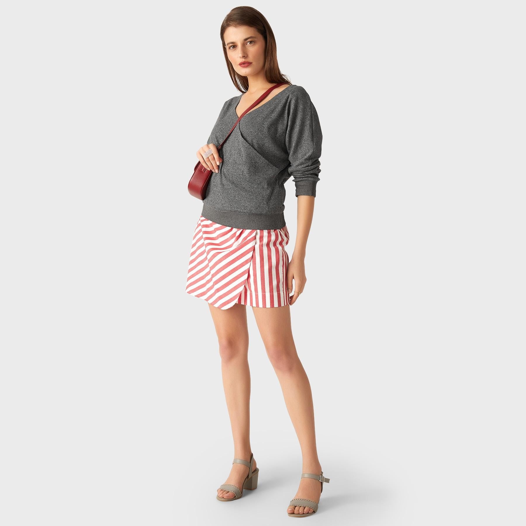 Scarlet Striped Overlap Skirt