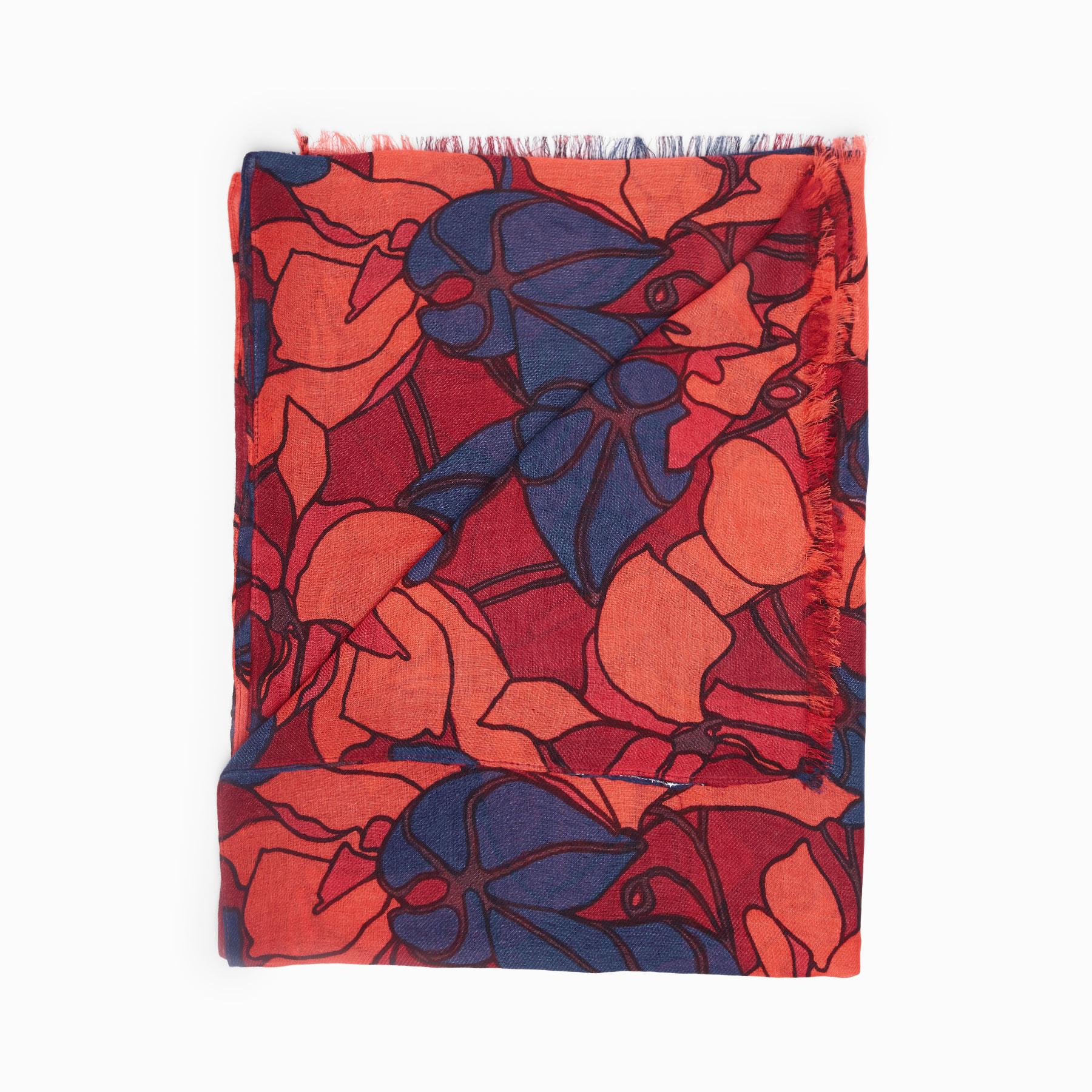Crimson & Navy Floral Scarf