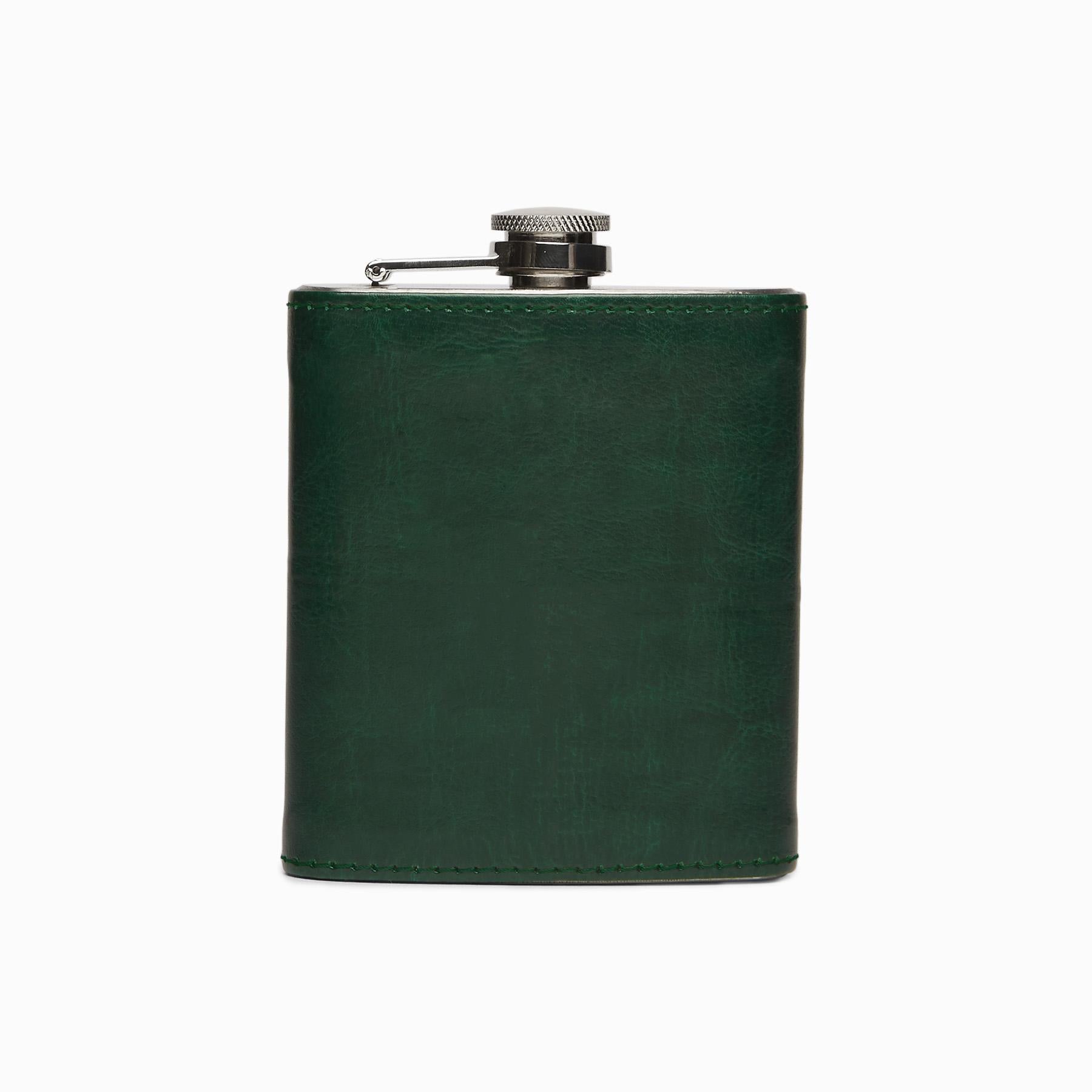 Emerald Leather Hip Flask