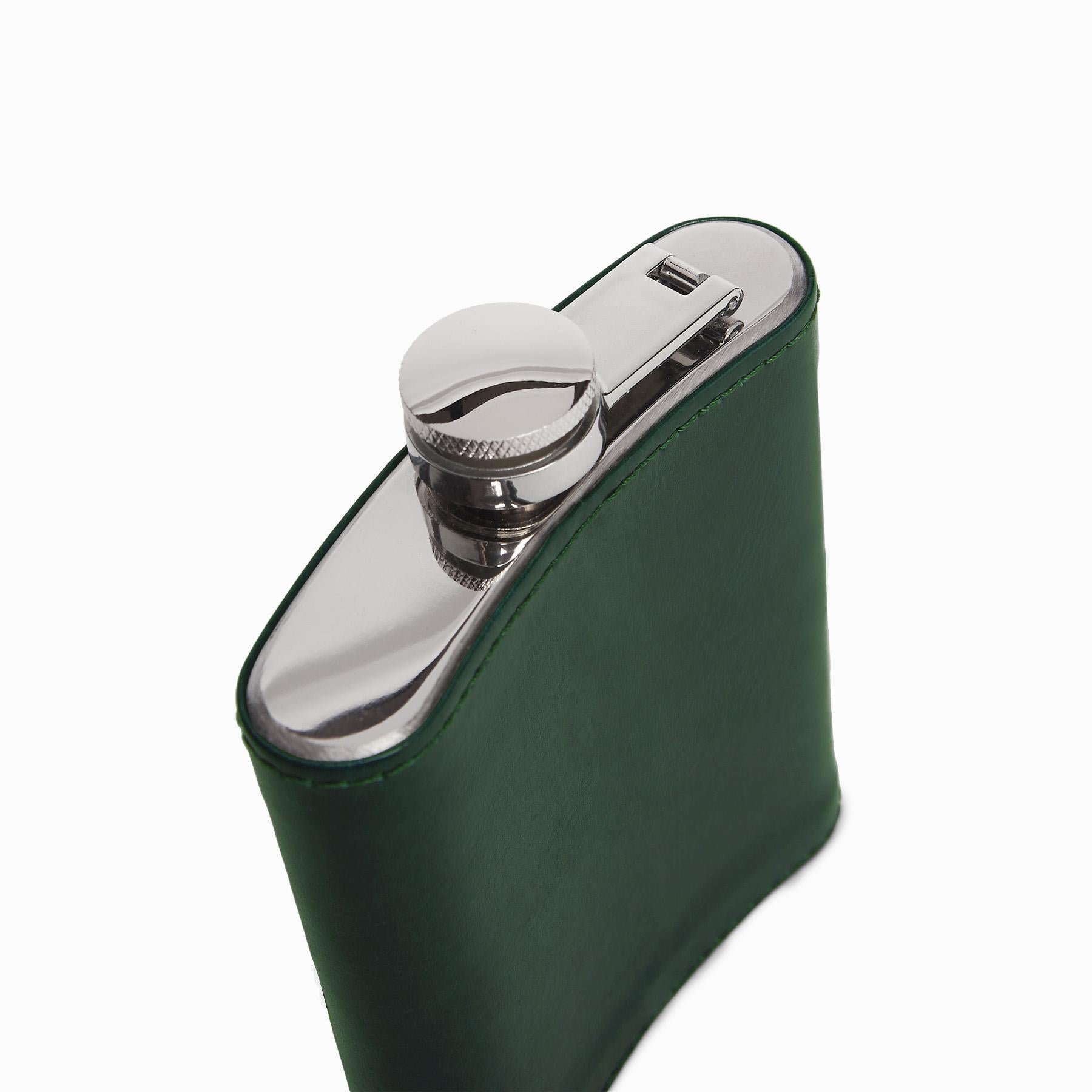 Emerald Leather Hip Flask