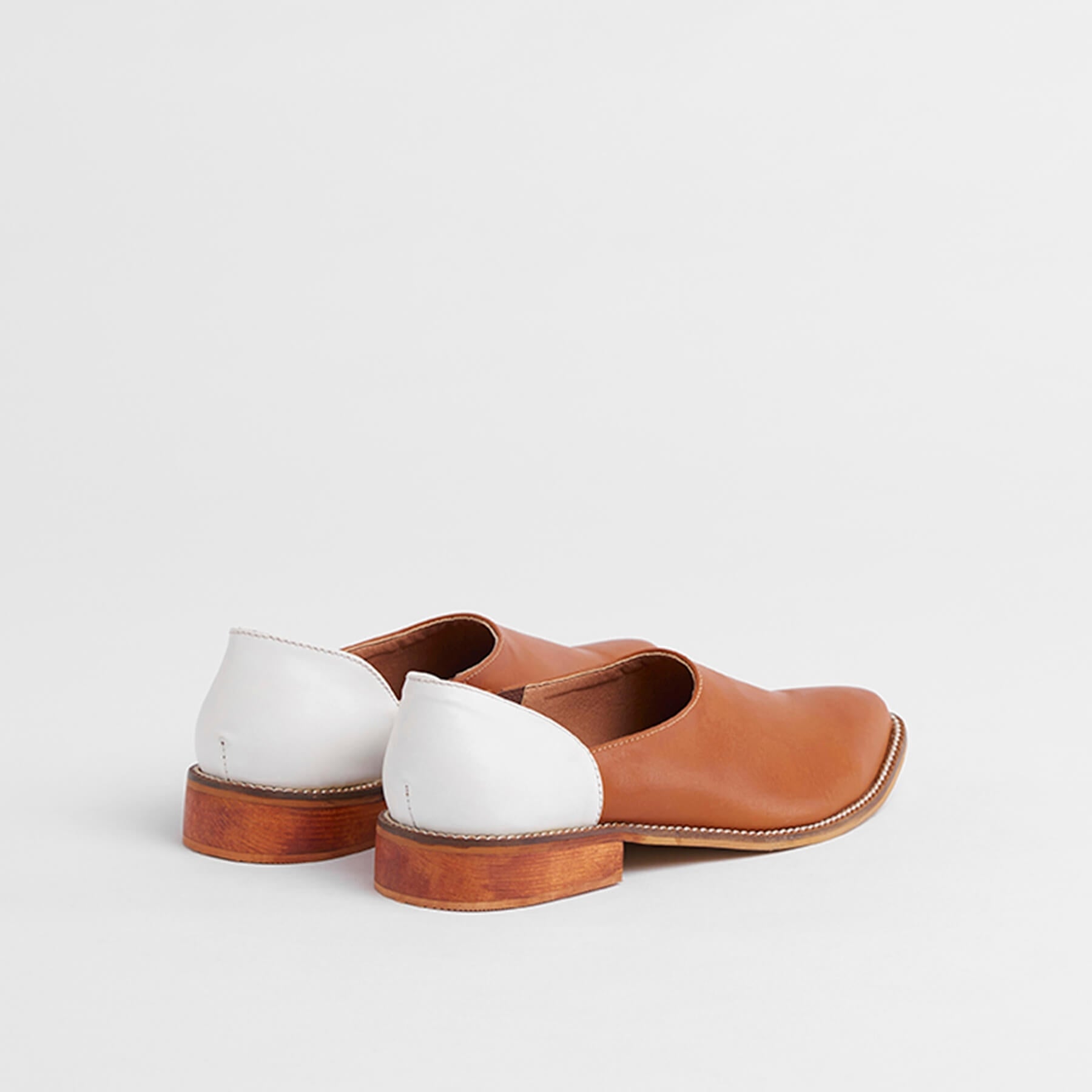 Tan & White Pointed Loafers