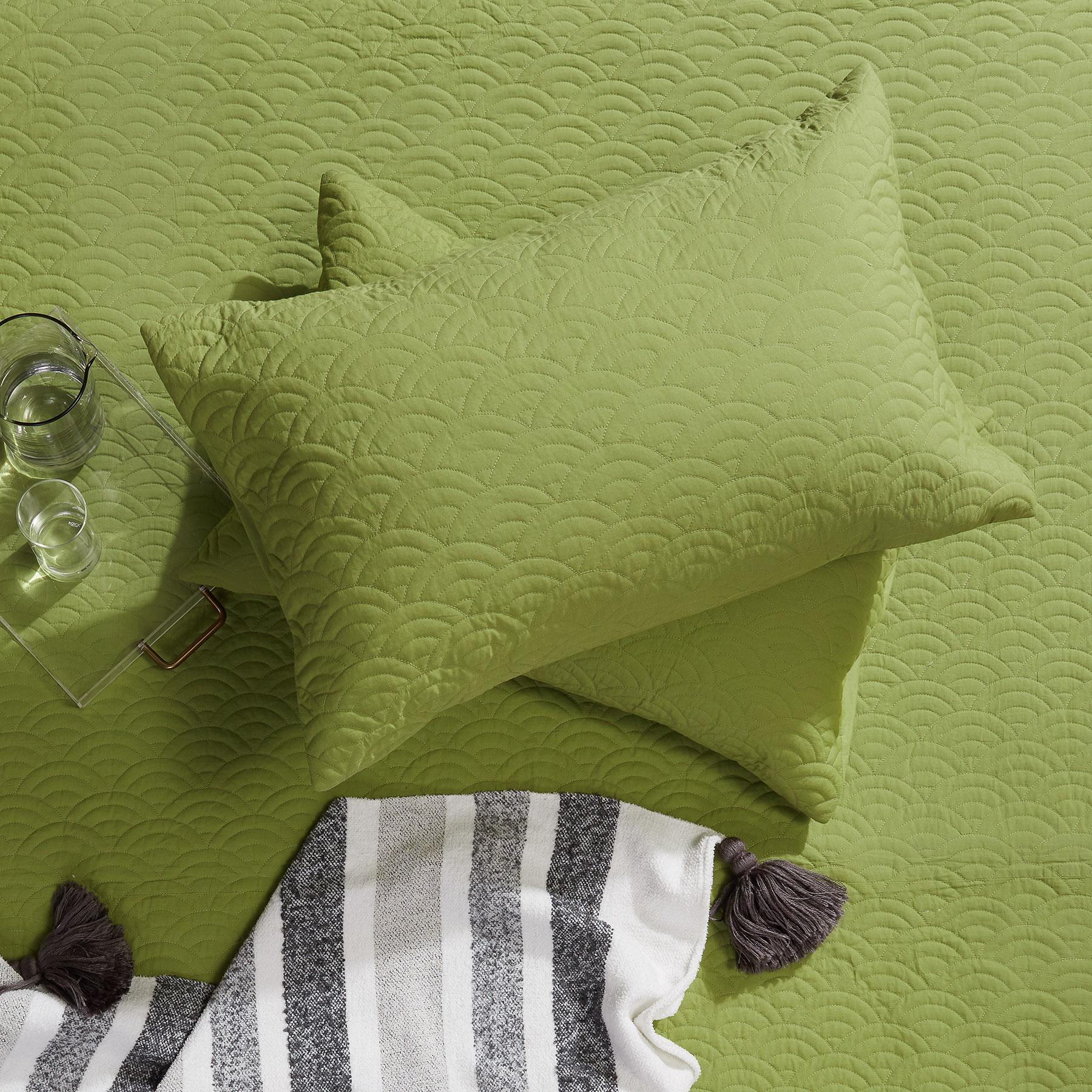 Fern Scallop Quilted Pillow Cases