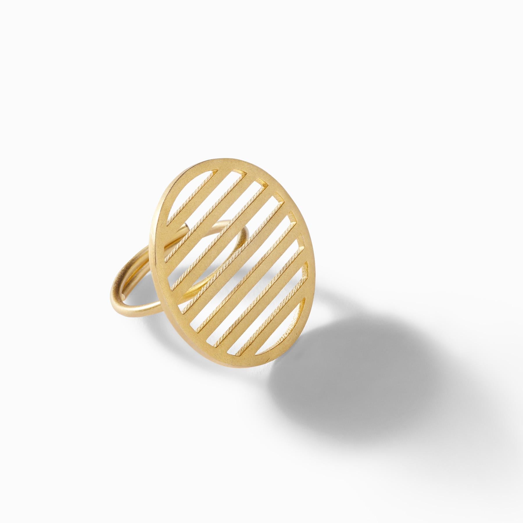 Gold Matte Bar Circle Ring