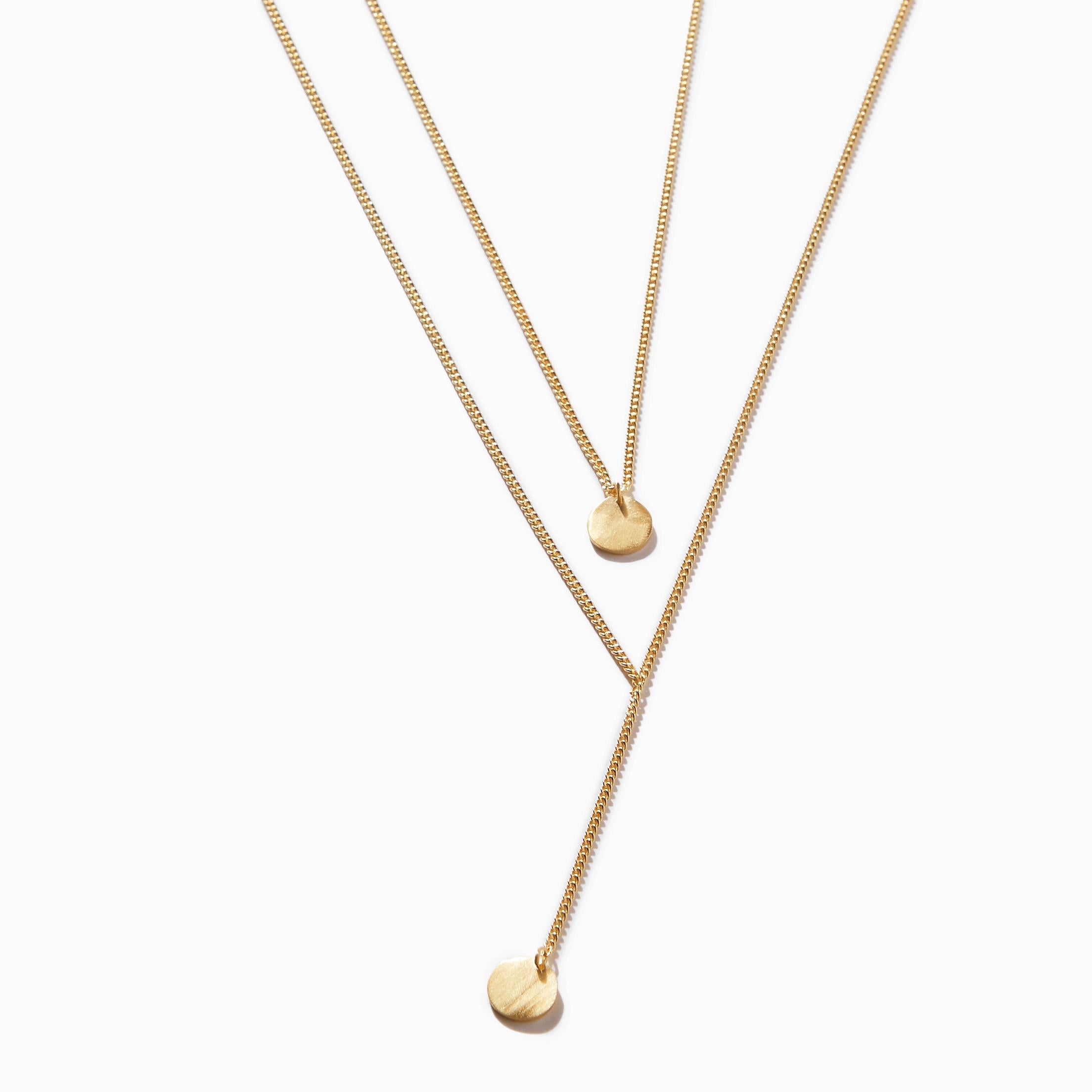 Gold Matte Circle Necklace Set
