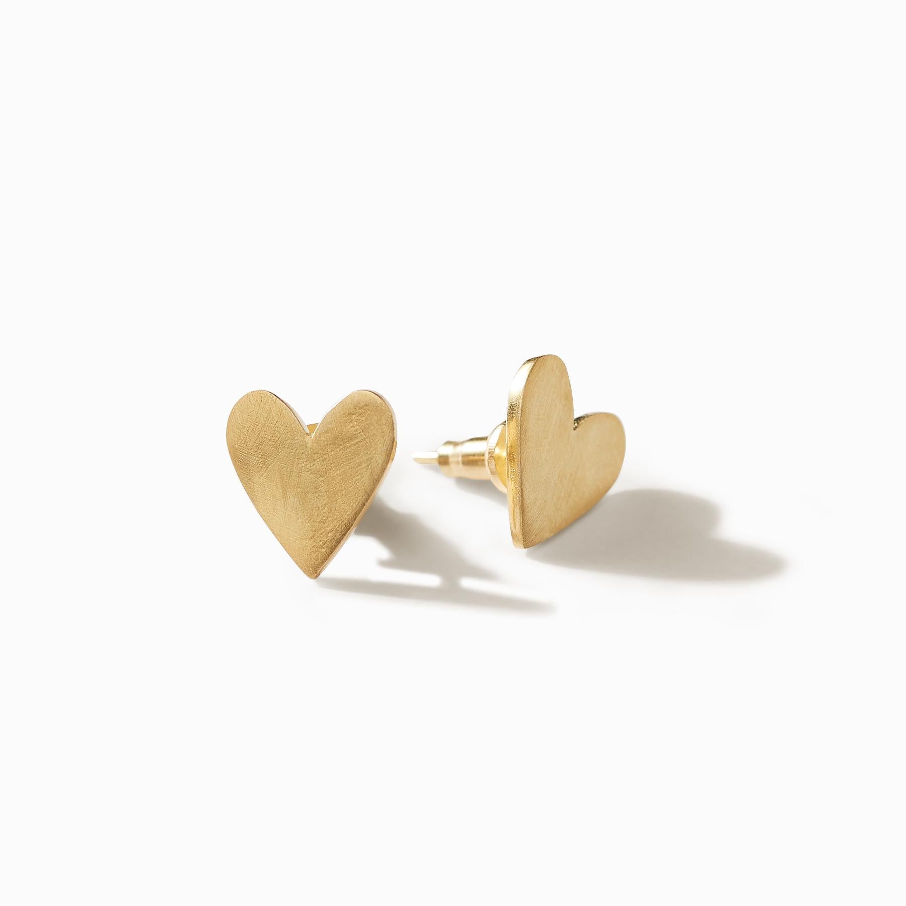 Gold Matte Heart Earrings