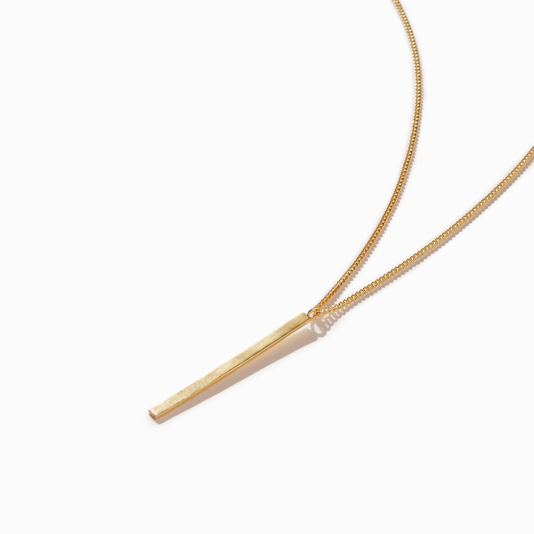 Gold Matte Long Bar Necklace