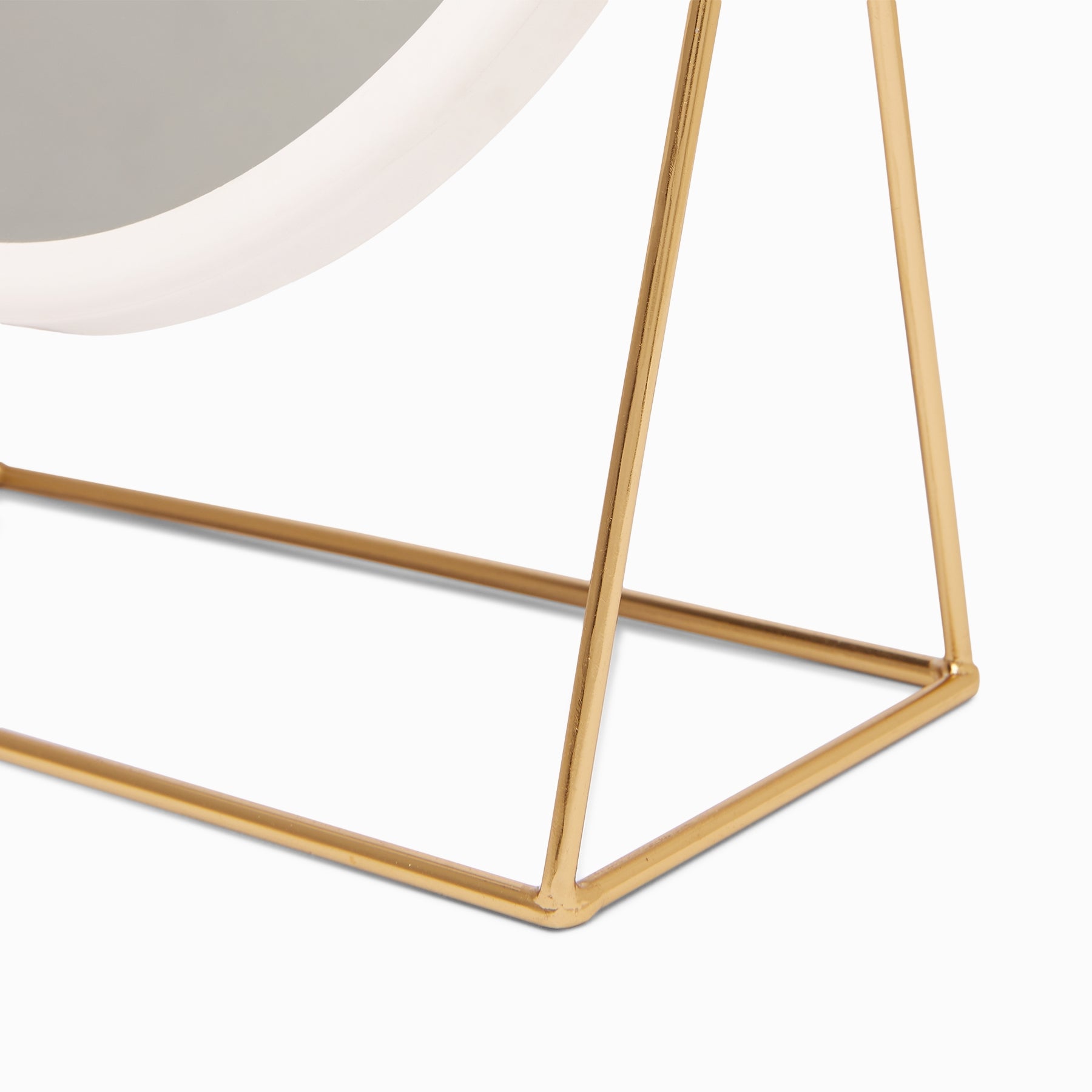 White & Gold Minimal Round Table Mirror