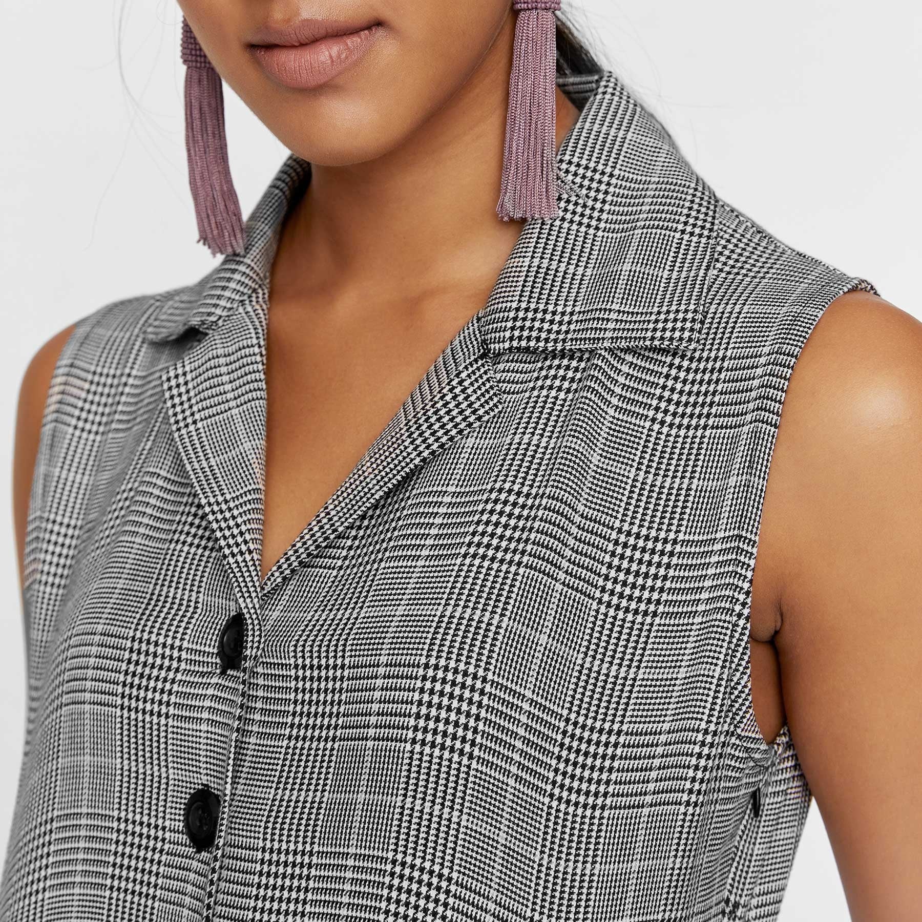 Houndstooth Button Down Jumpsuit