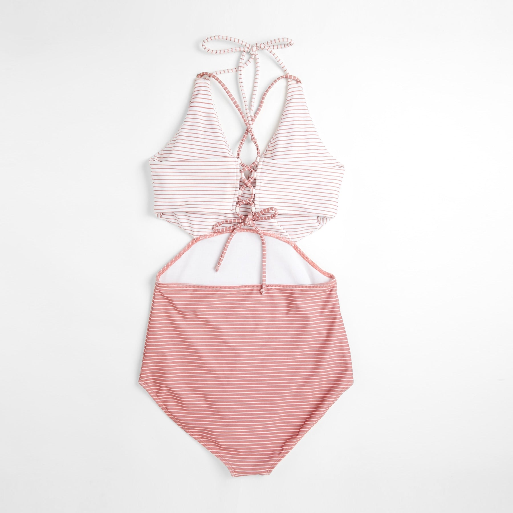 Rose Striped Cut Out Swimsuit
