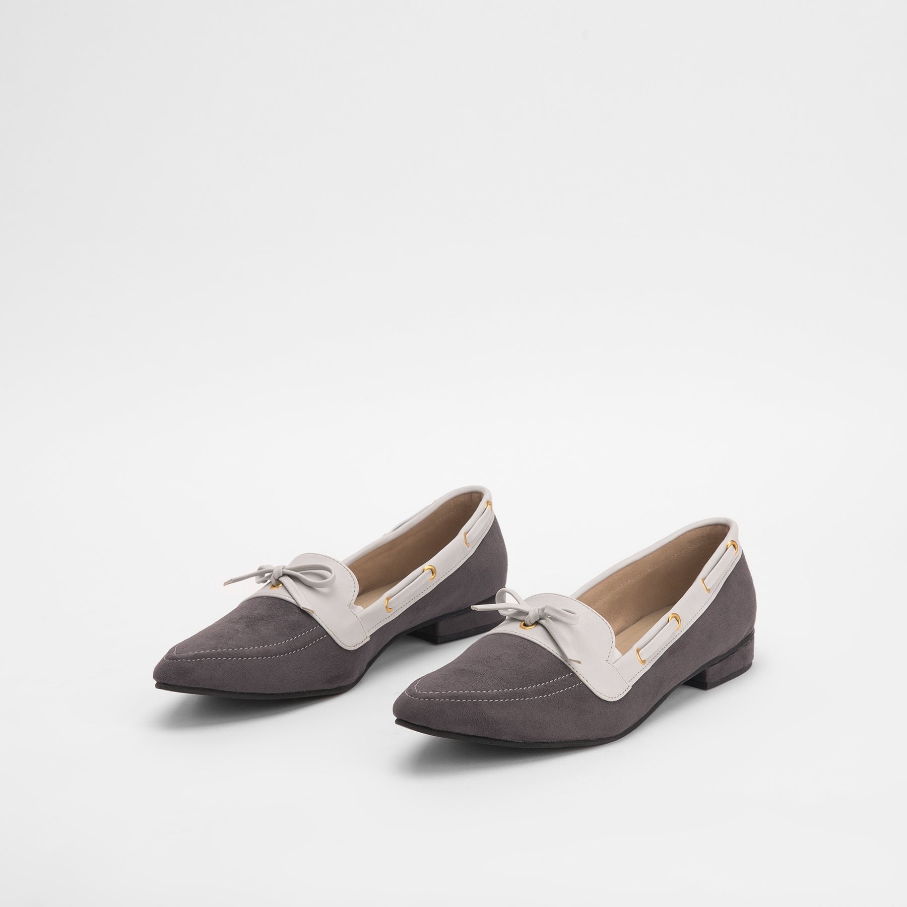 Charcoal Suede Pointed Loafers