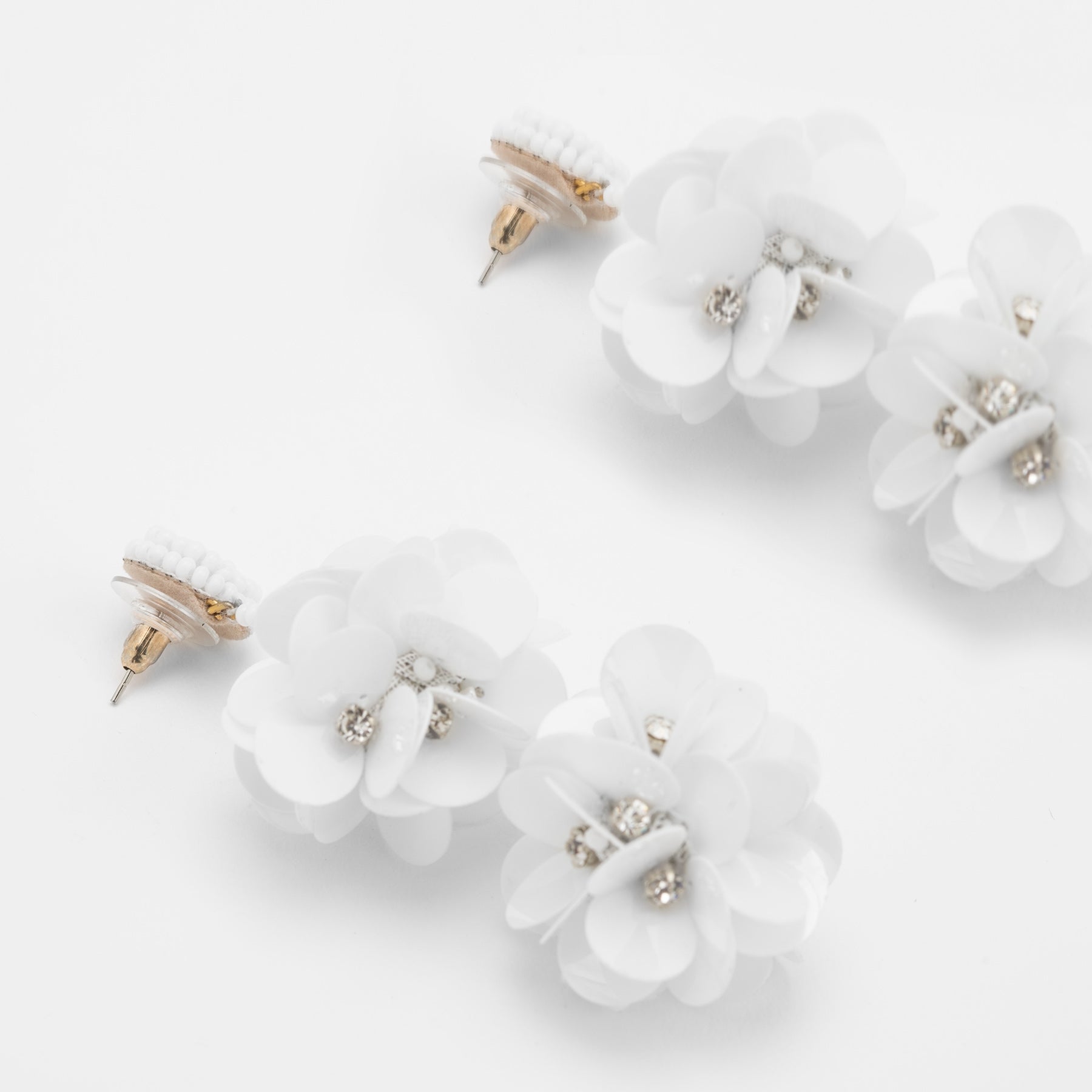 White Flower Drop Earrings