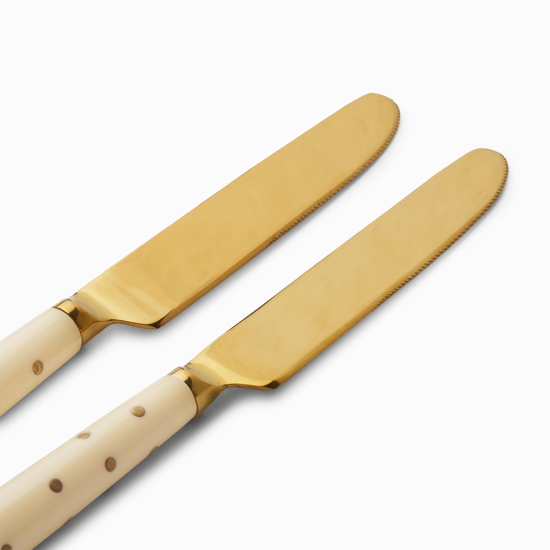 Ivory Studded Dinner Knives Set