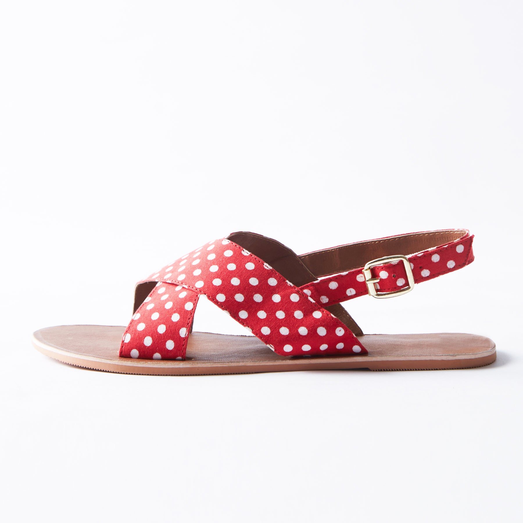 Scarlet Polka Cross Sandals
