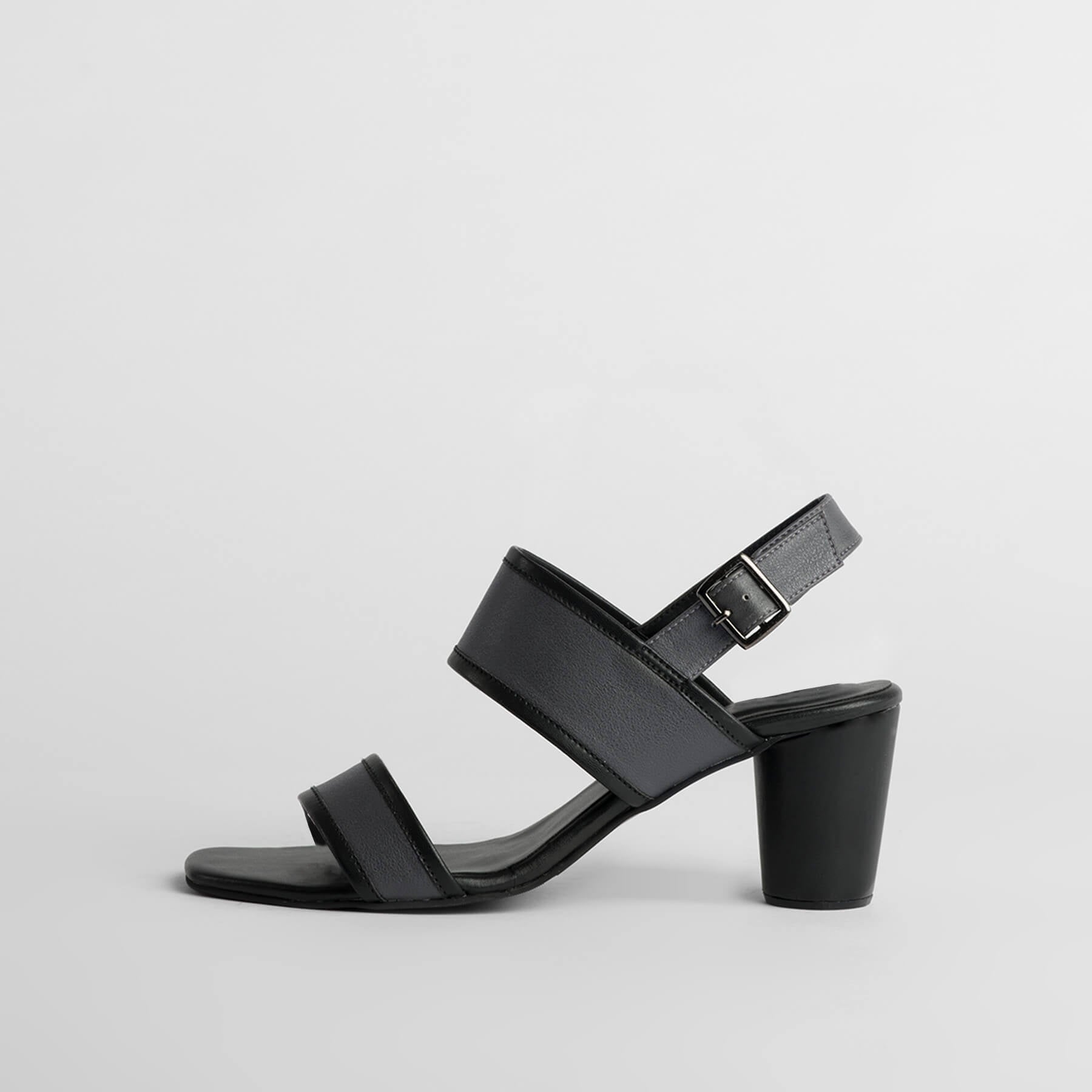 Charcoal & Black Block Heels