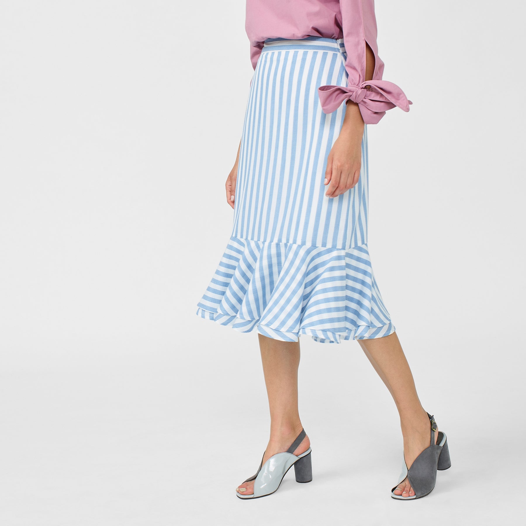 Ocean Striped Ruffle Skirt