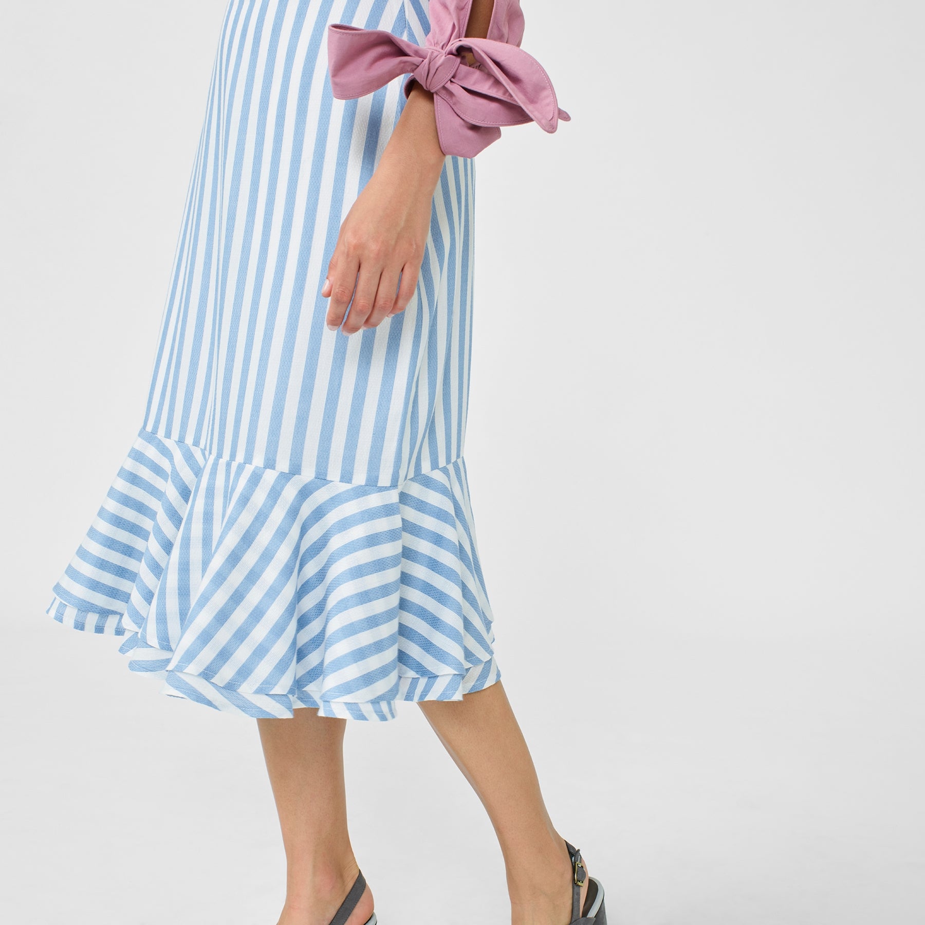 Ocean Striped Ruffle Skirt