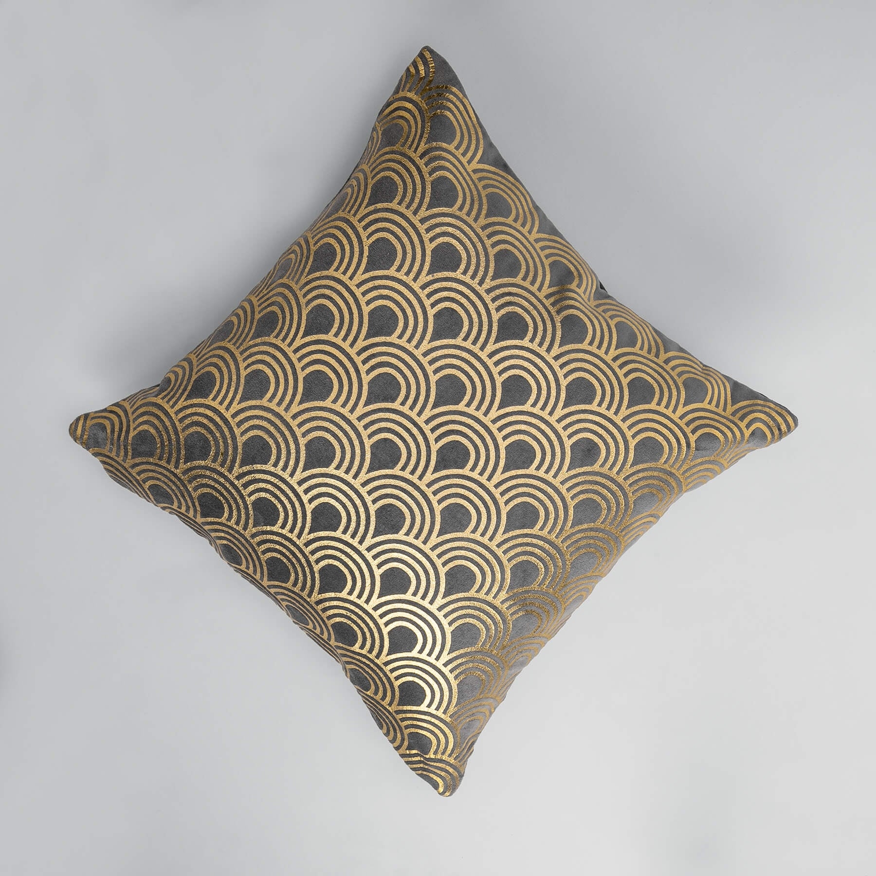 Charcoal Velvet Scallop Cushion Cover