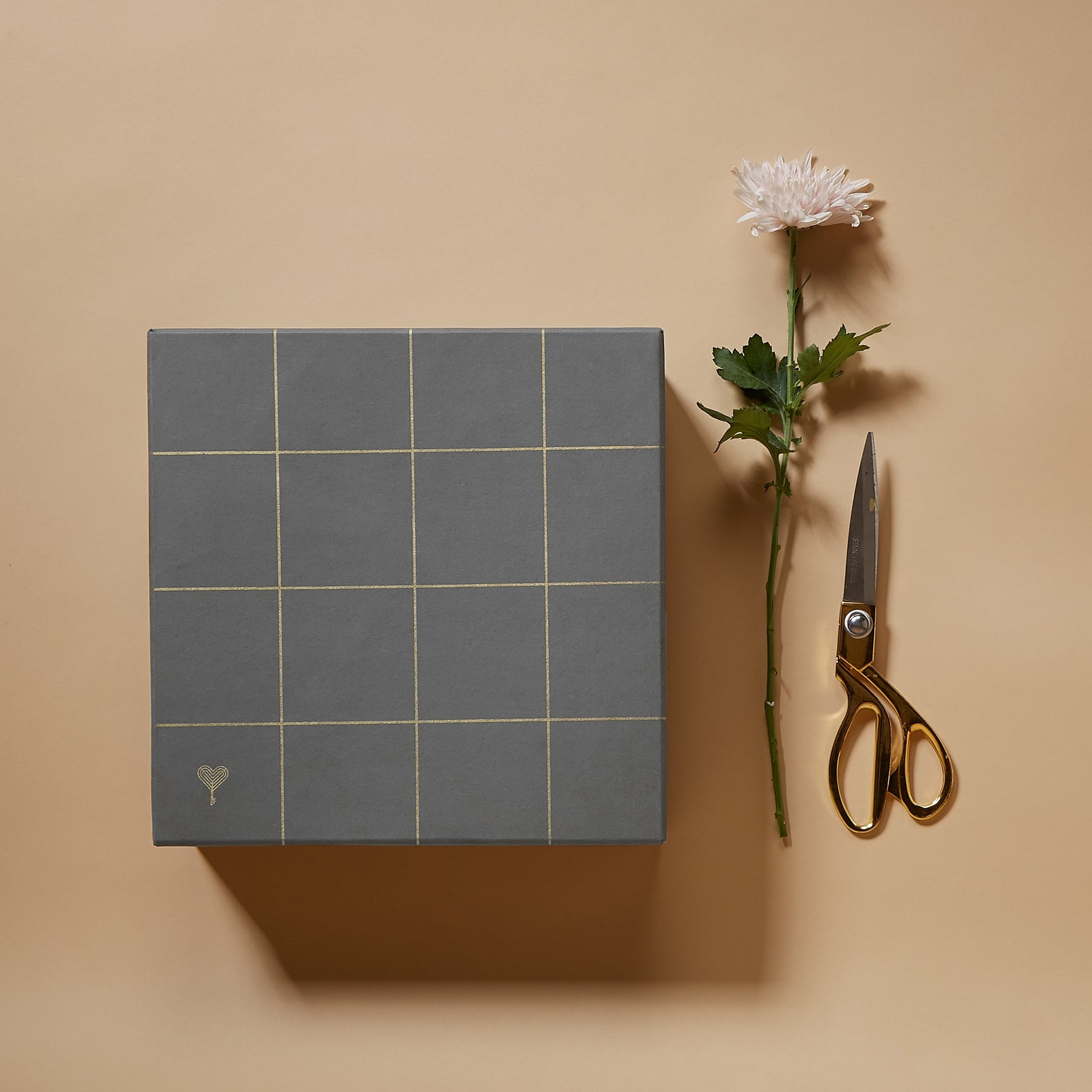 Grey & Gold Grid Gift Box