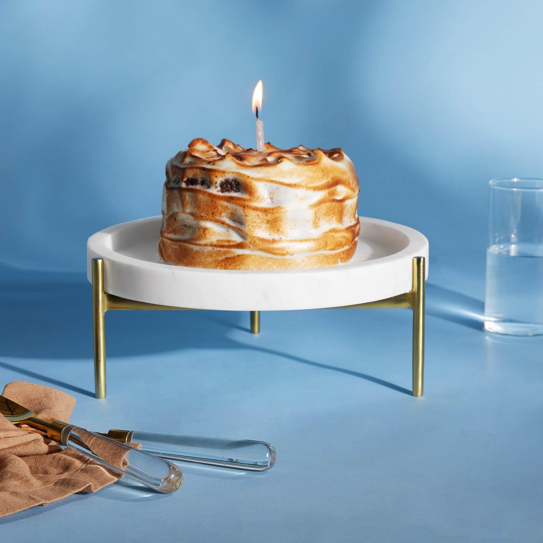 Marble & Gold Geo Cake Stand Small
