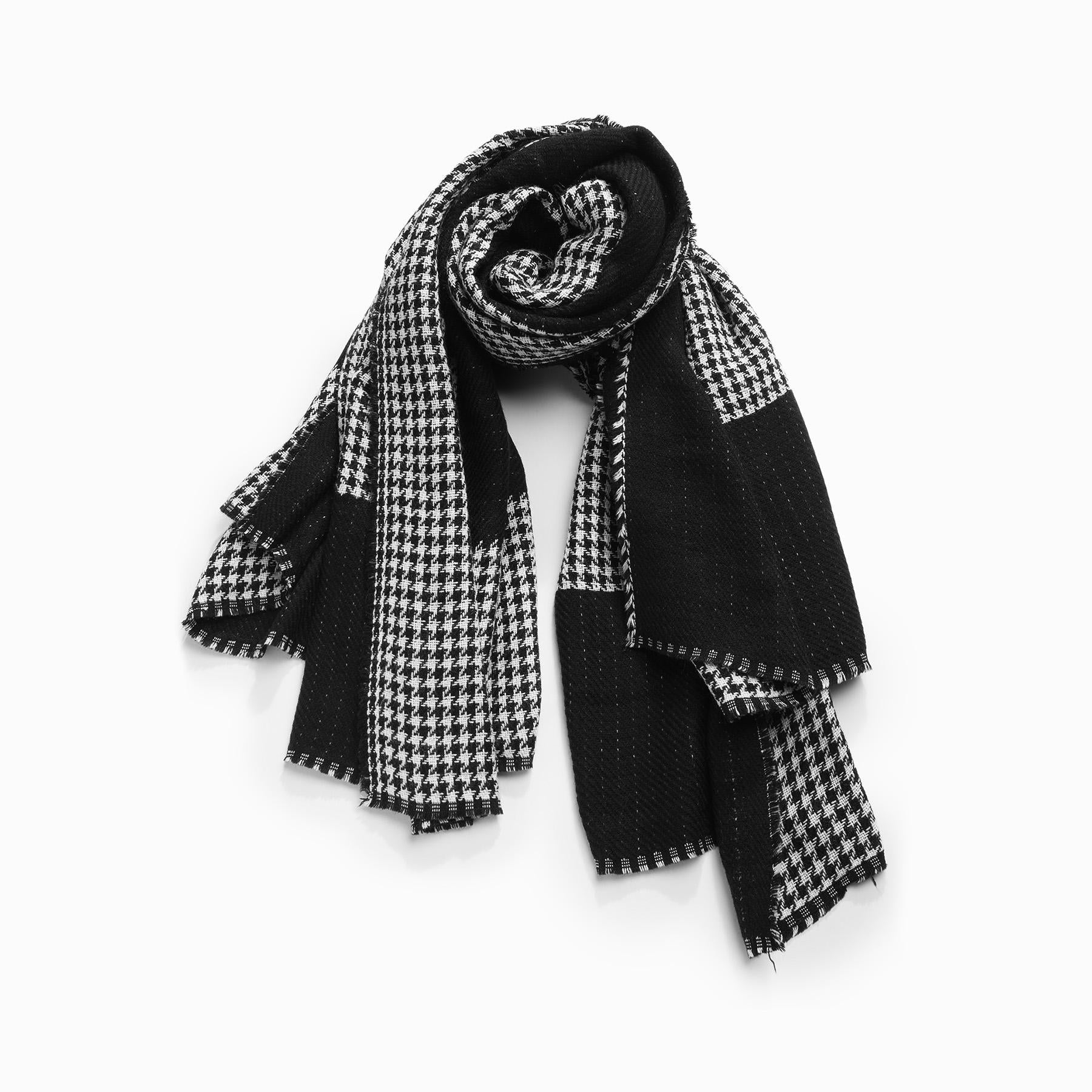 Monochrome Houndstooth Reversible Scarf